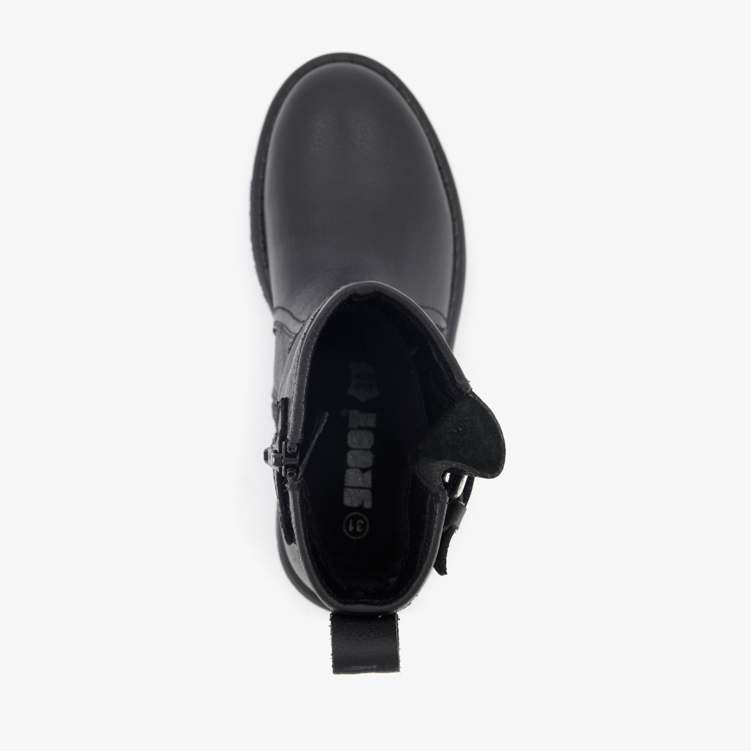 Groot leren meisjes boots met gesp zwart – foto 4