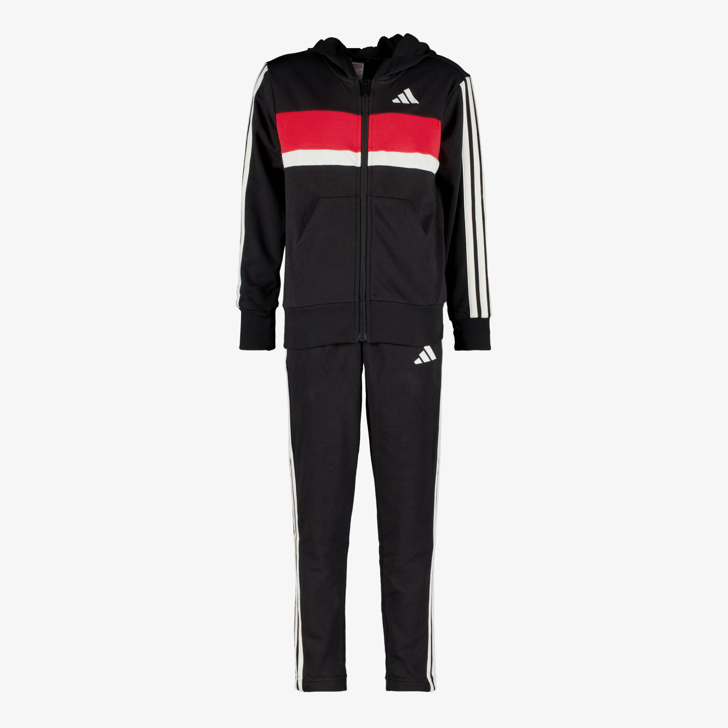 Adidas J 3S TIB FT TS kinder trainingspak zwart rood