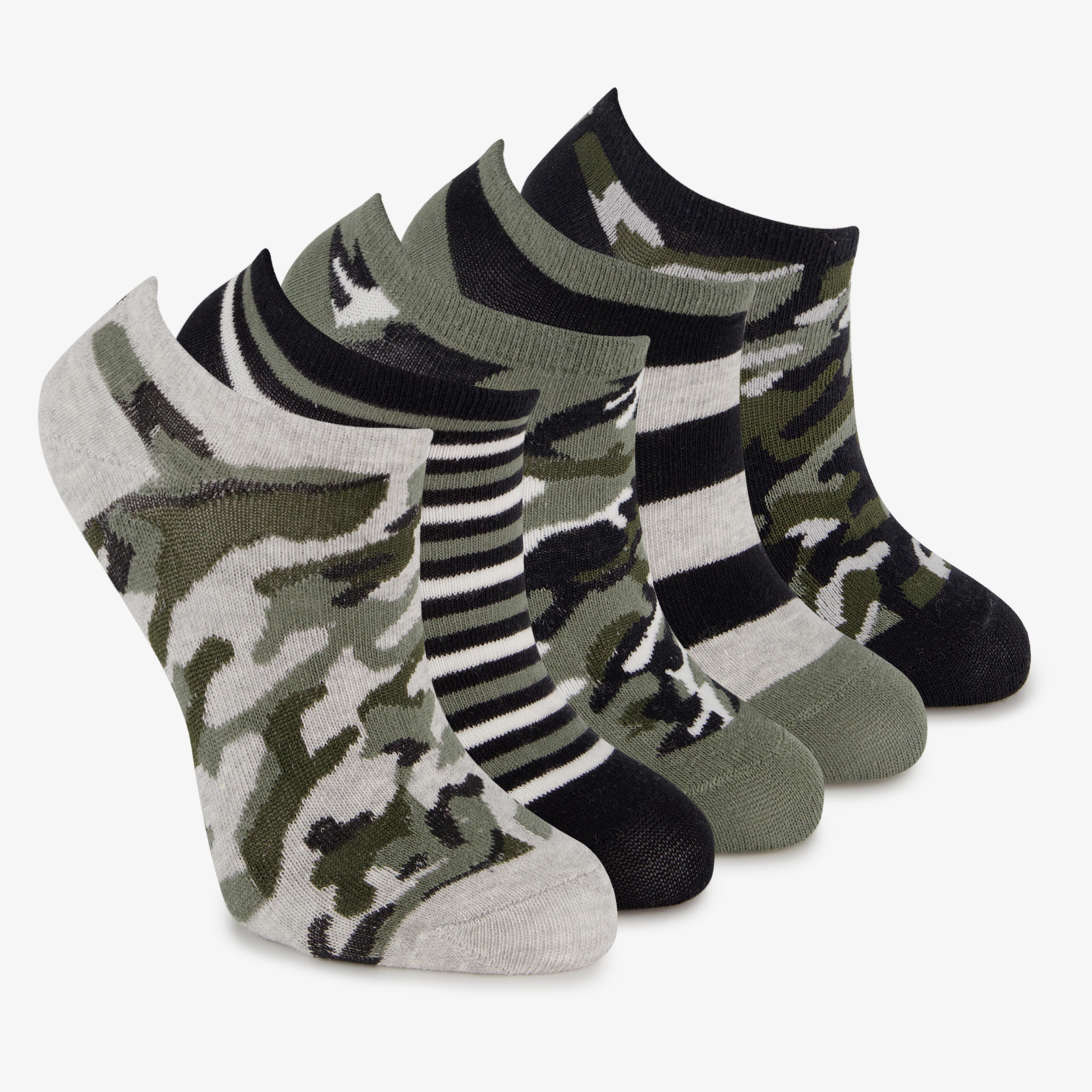 5 paar kinder sneakersokken groen zwart