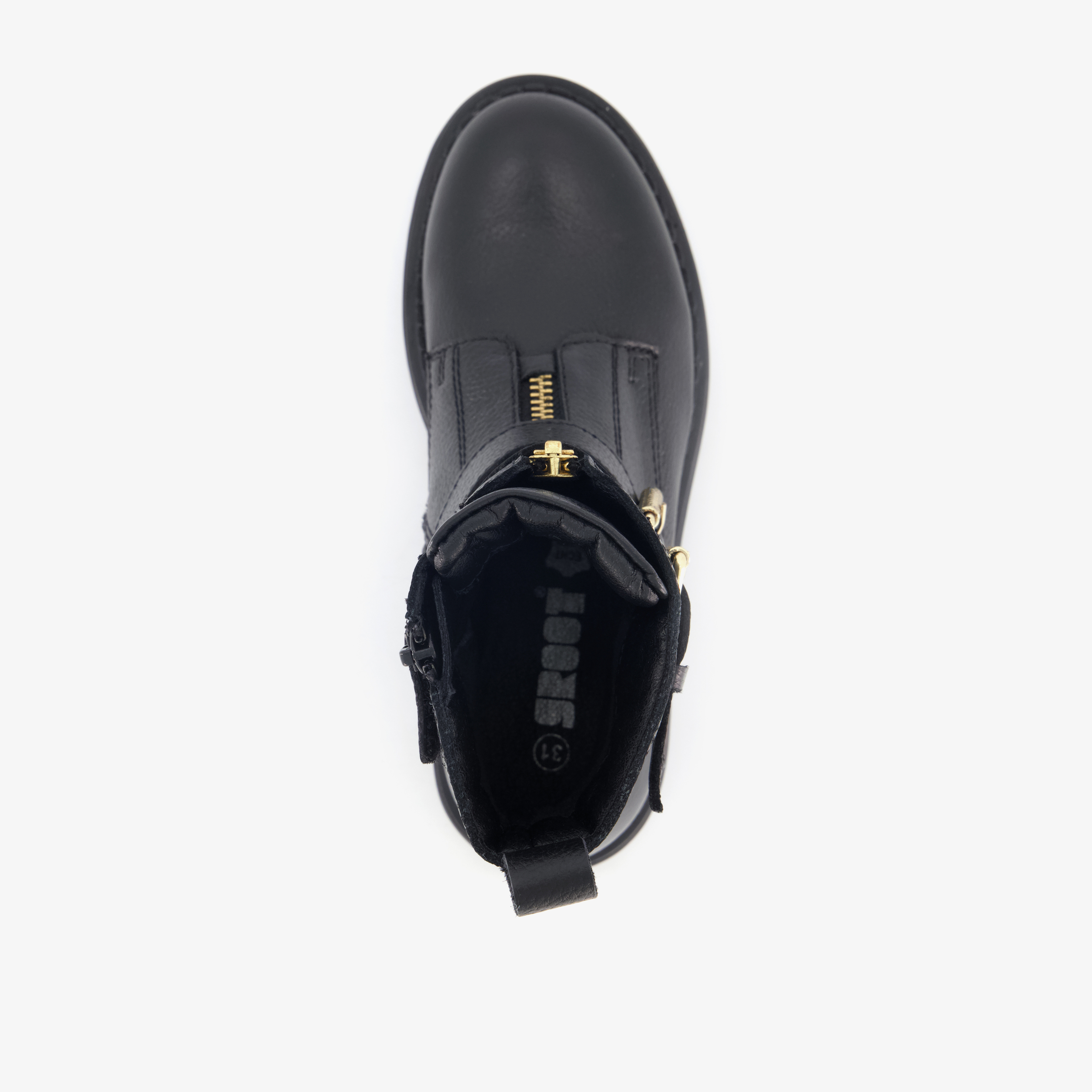 Groot leren meisjes biker boots zwart – foto 4