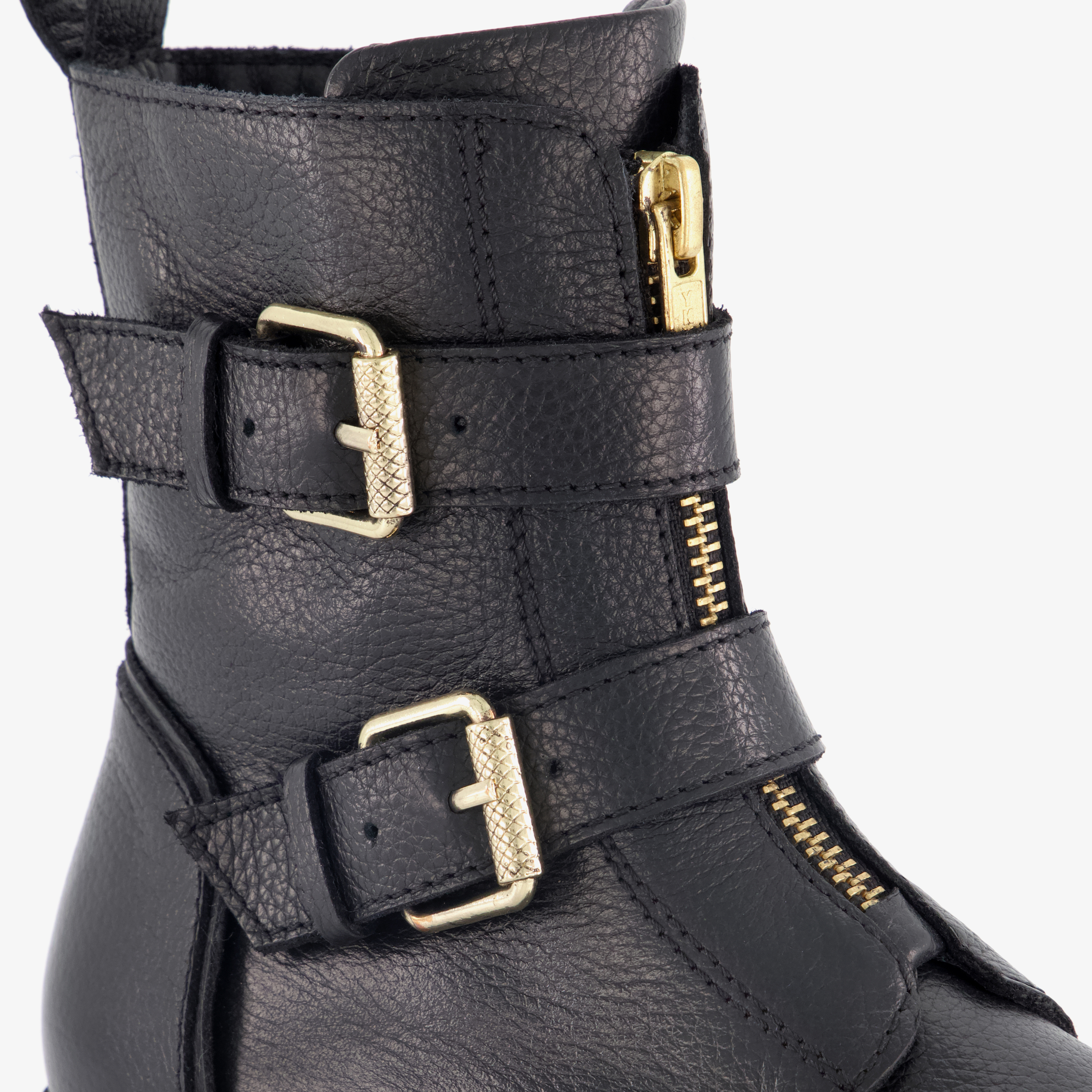 Groot leren meisjes biker boots zwart – foto 5