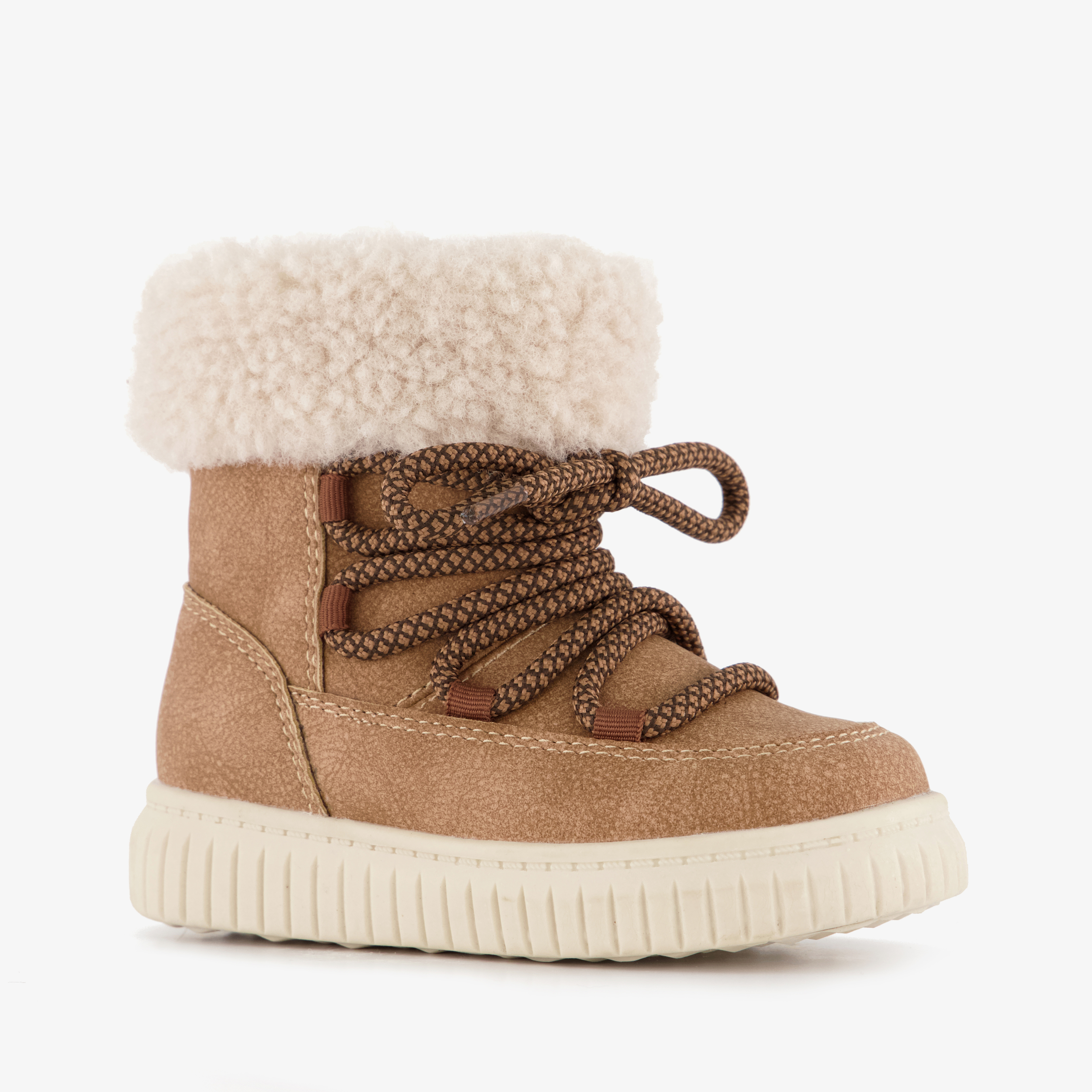 Blue Box gevoerde meisjes teddy veterboots bruin Blue Box gevoerde meisjes teddy veterboots bruin