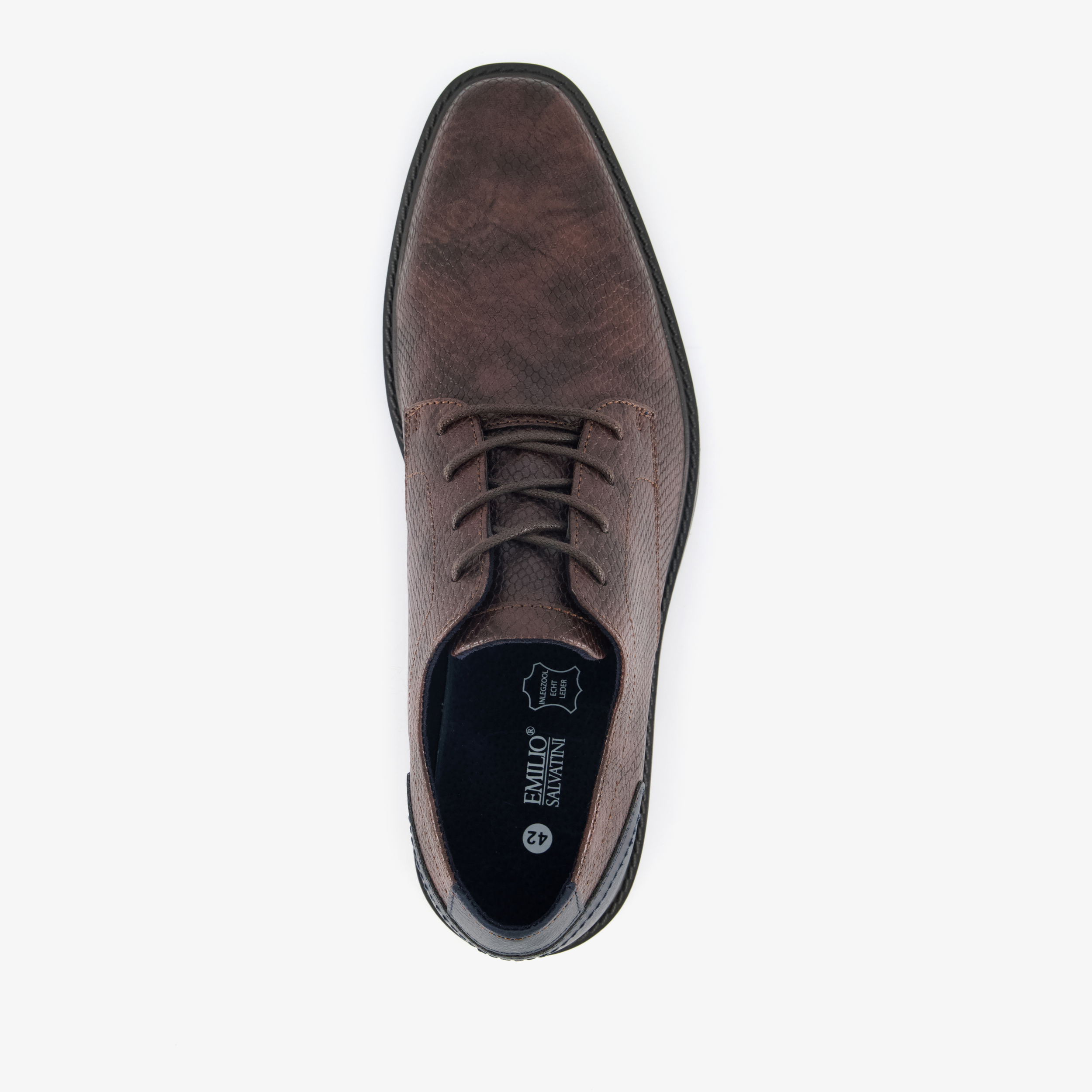 Emilio Salvatini heren veterschoenen slangenprint bruin nette schoenen – foto 4