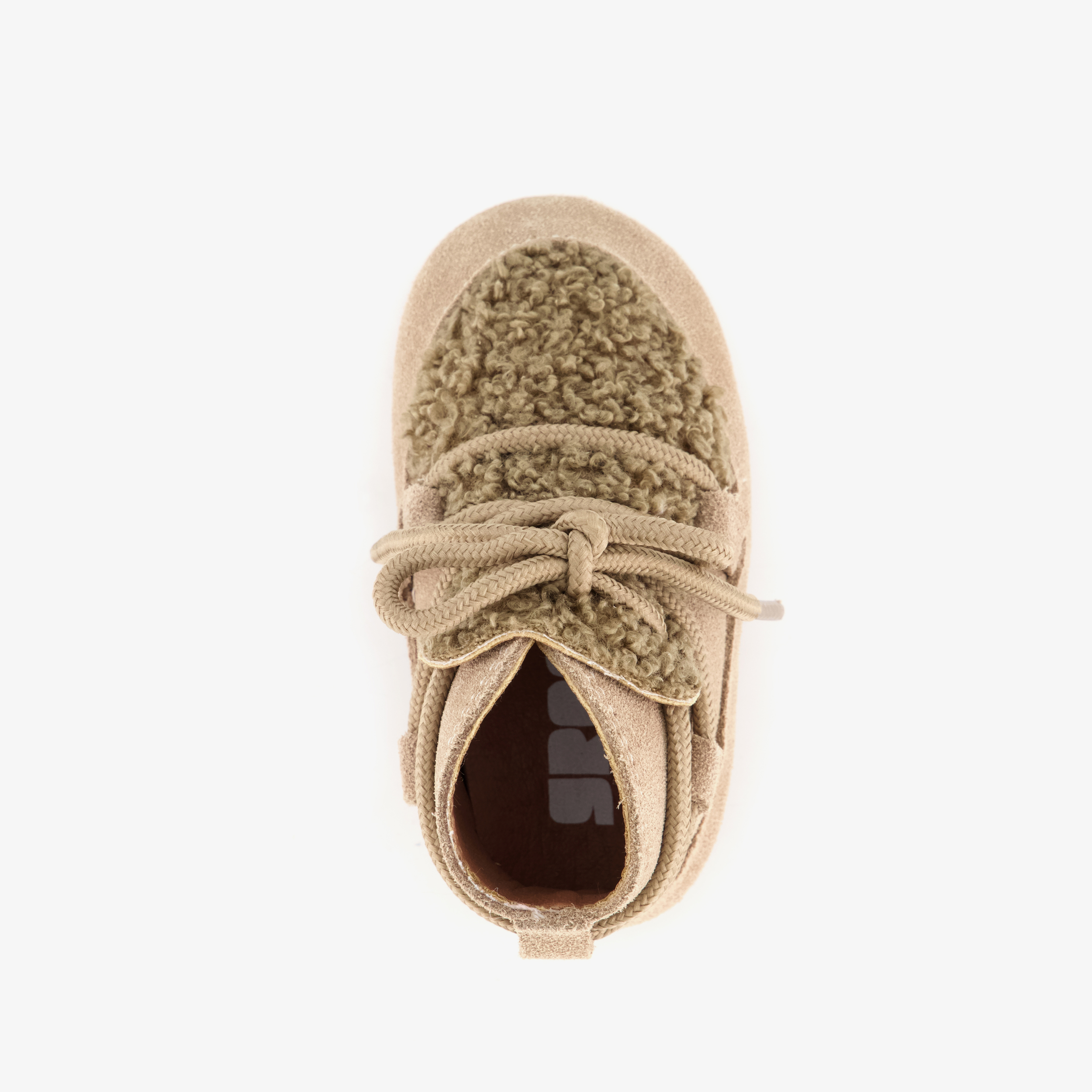 Groot suède babyschoenen met veters beige meisjes veterschoenen – foto 4