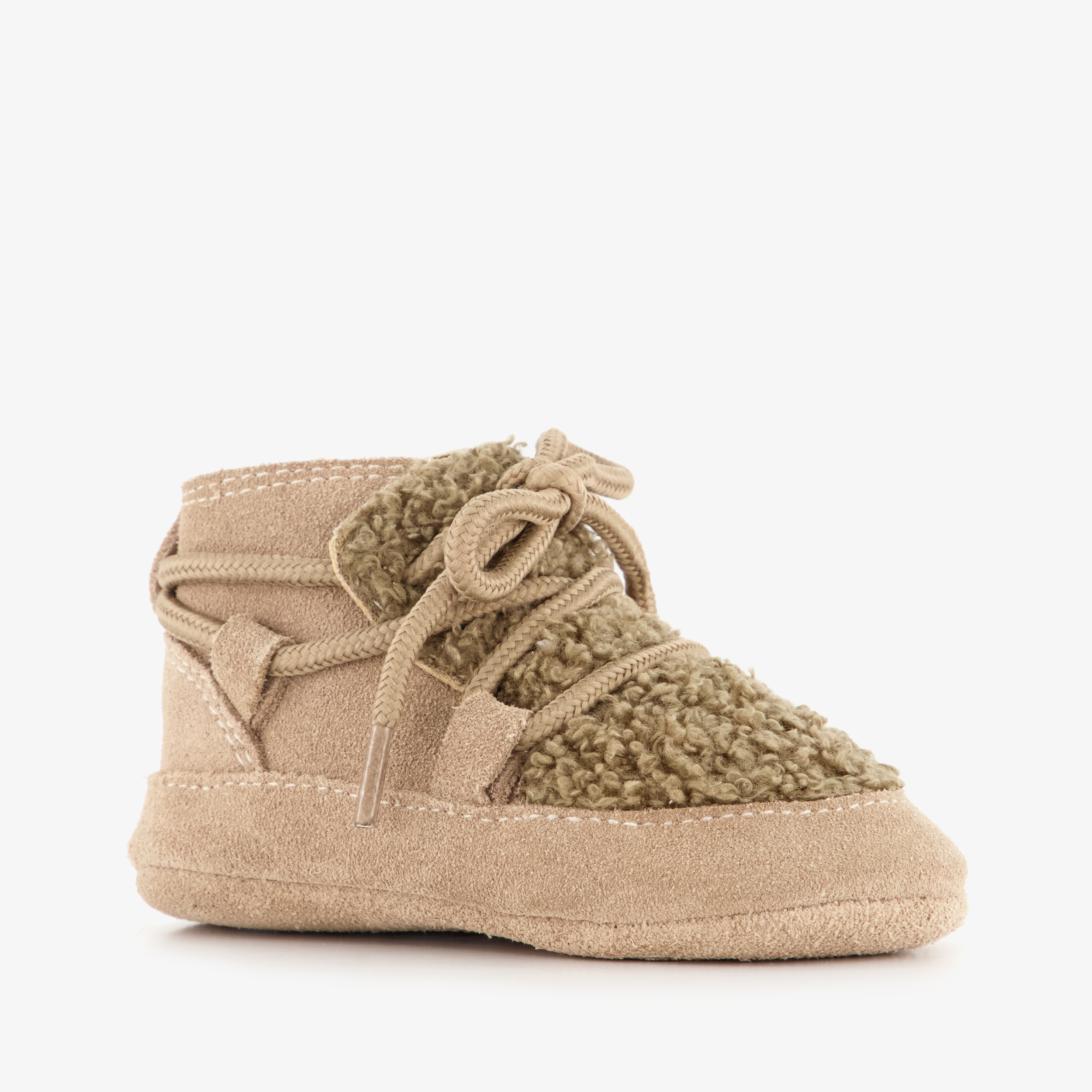 Groot babyschoenen met veters beige