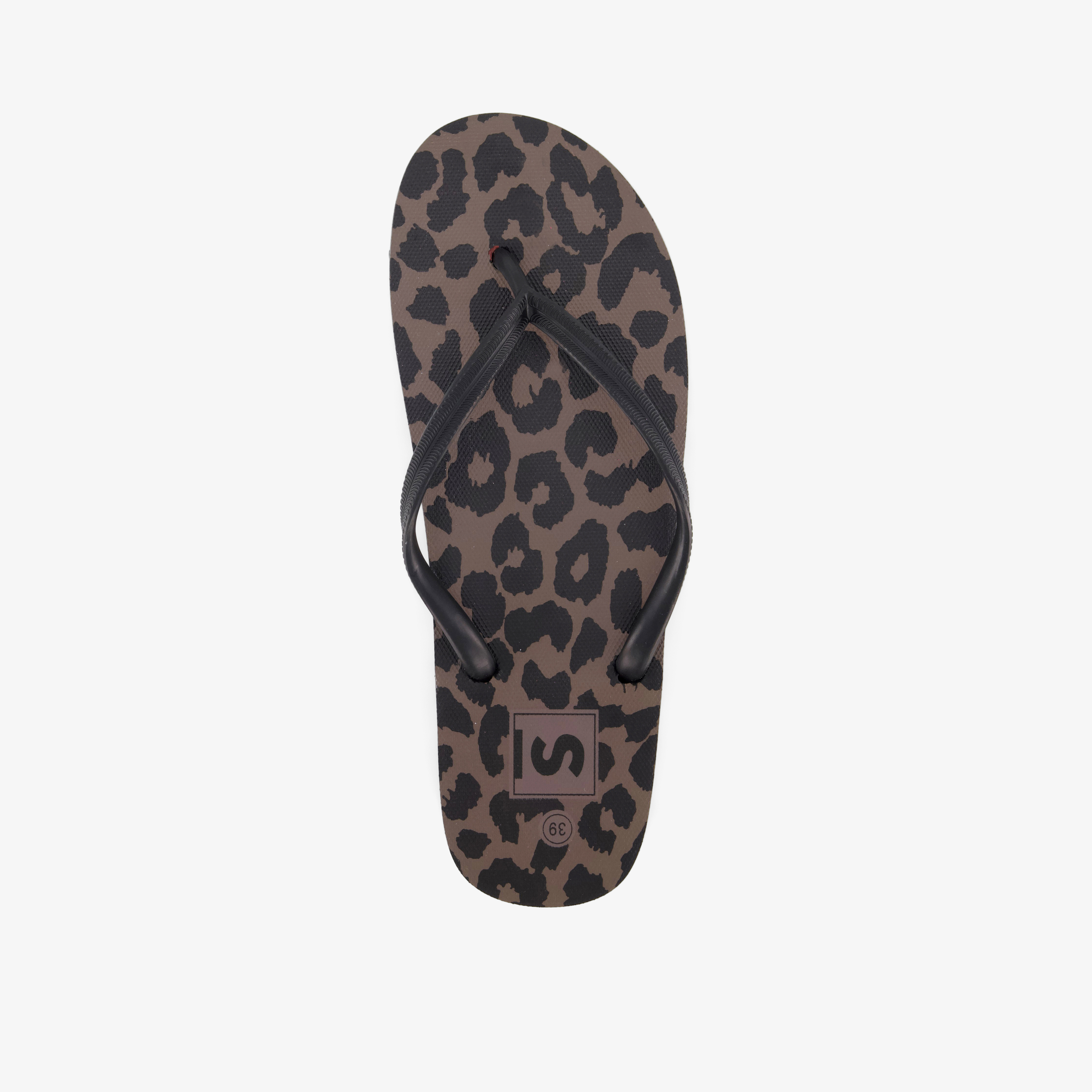 Dames teenslippers met panterprint bruin zwart – foto 4