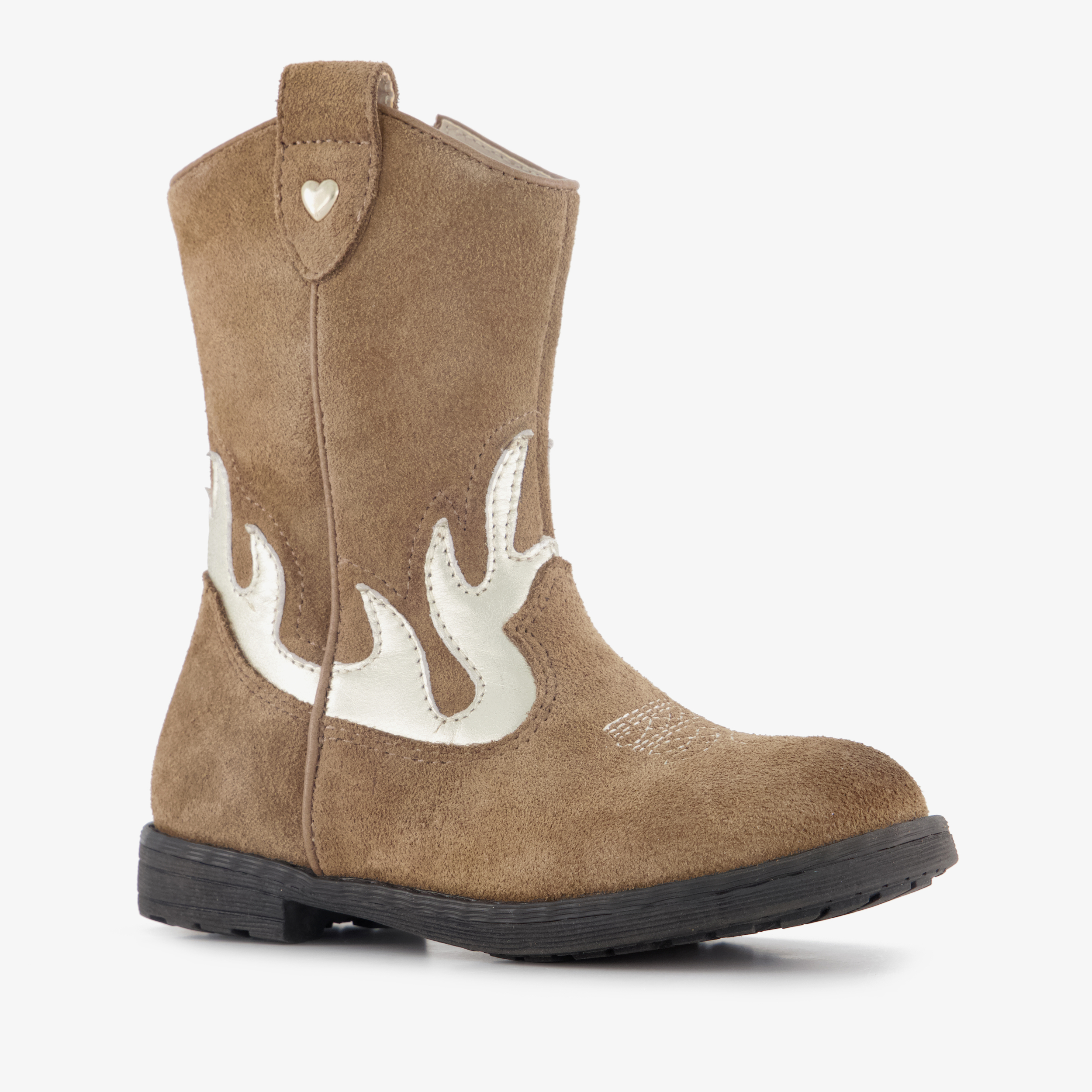 Stap suede meisjes western laarsjes bruin goud