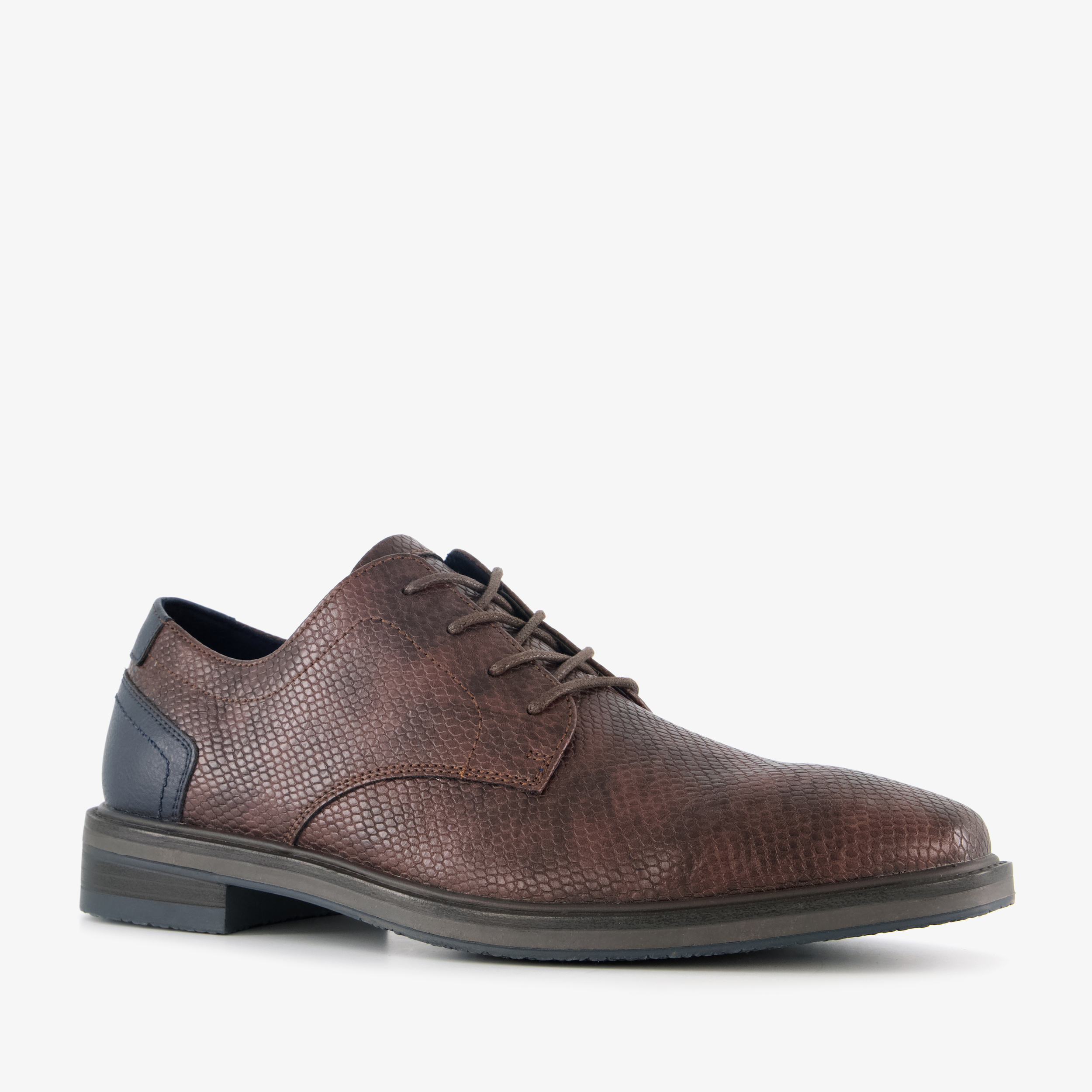 Emilio Salvatini heren veterschoenen slangenprint bruin nette schoenen