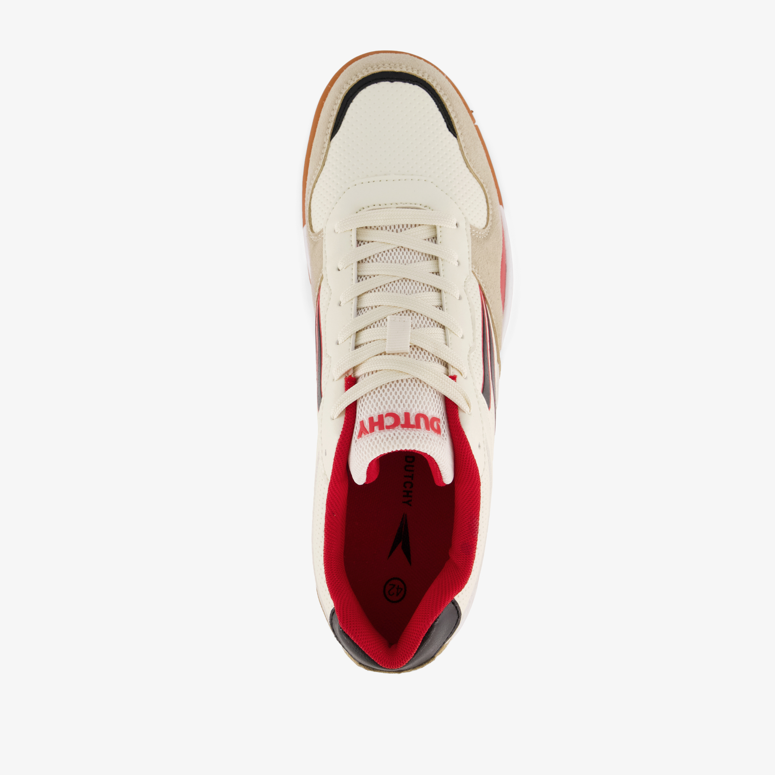 Dutchy Sharp heren zaalschoenen IC beige rood – foto 4