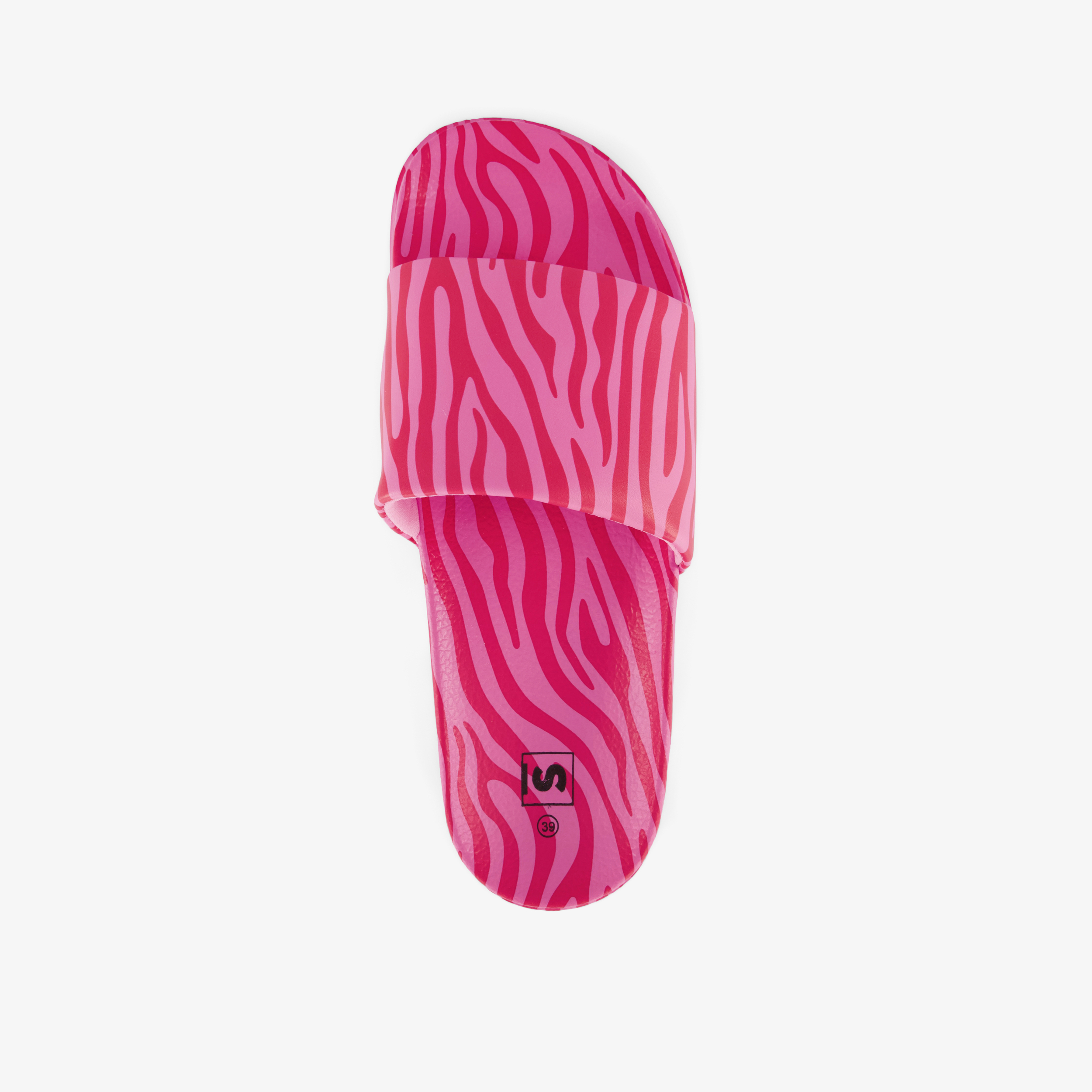 Dames badslippers met zebraprint roze rood – foto 4