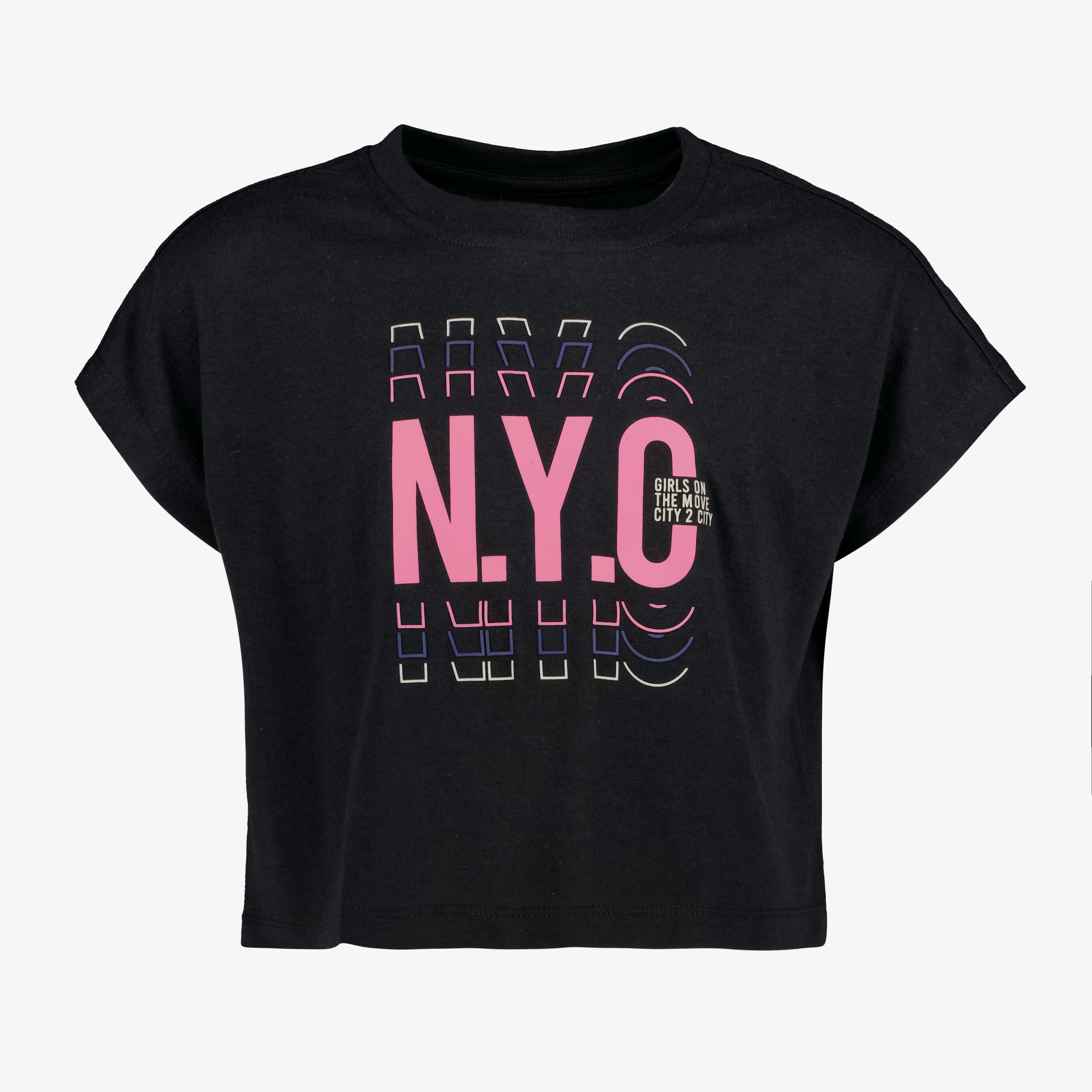 Osaga cropped meisjes sport T-shirt met tekstopdruk zwart t-shirts & tops