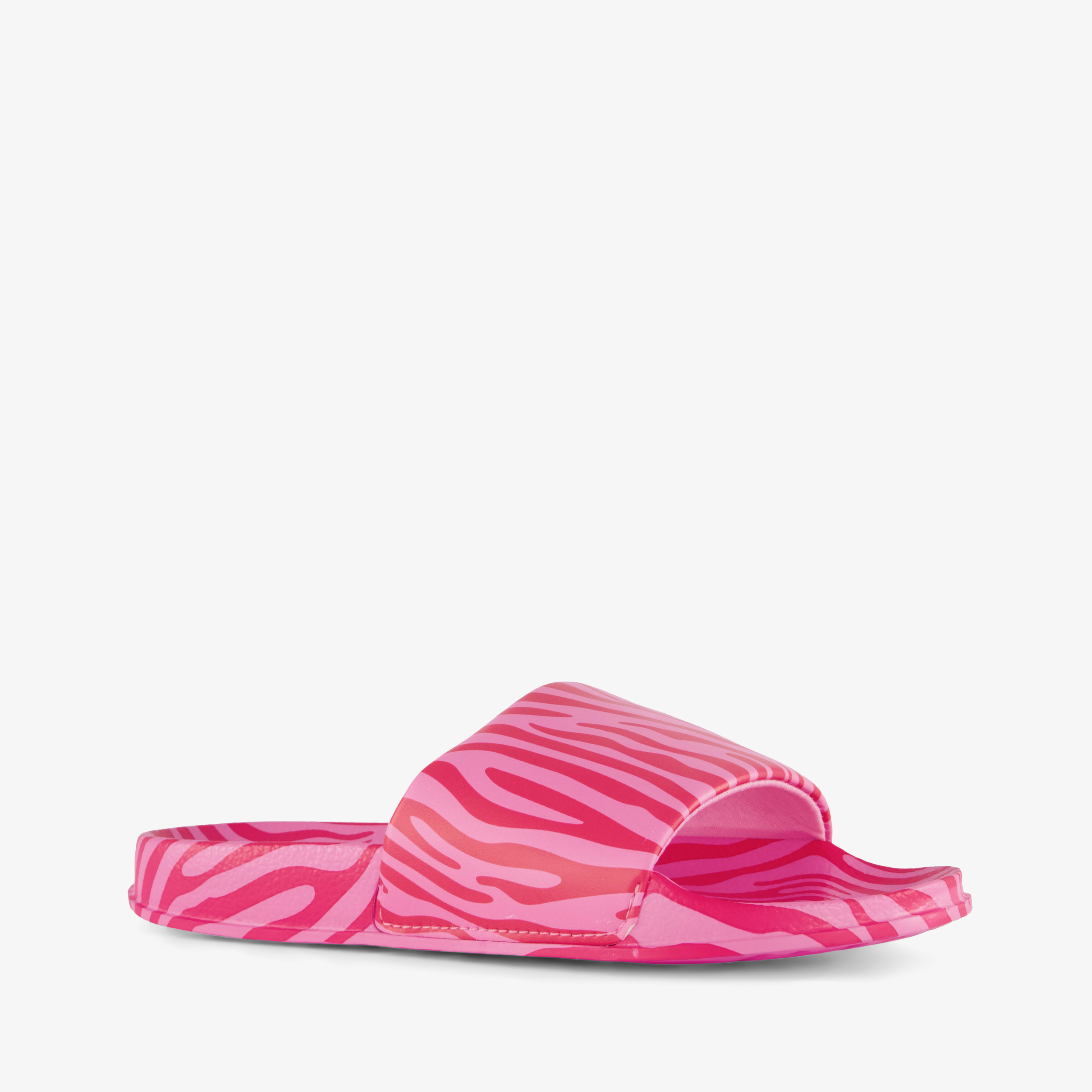 Dames badslippers met zebraprint roze rood