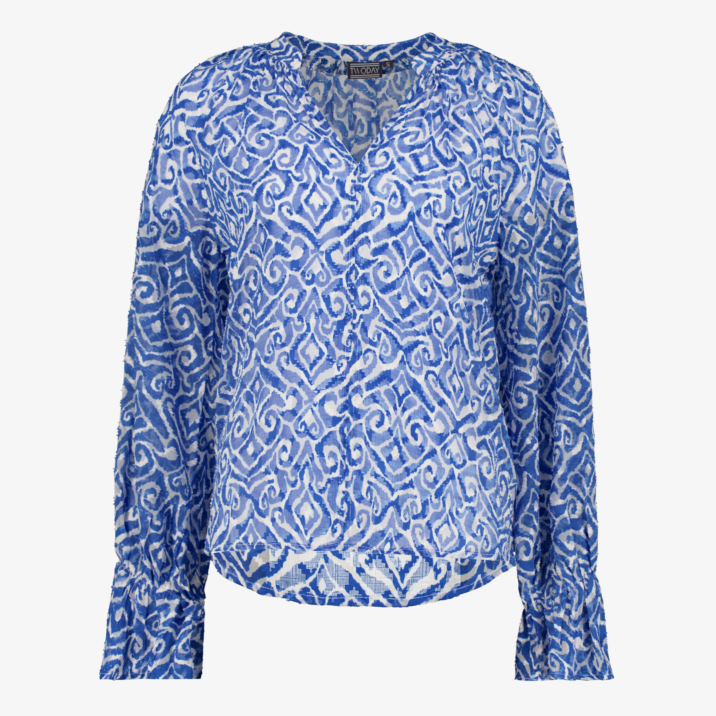 Twoday dames blouse blauw met patroon t-shirts & tops