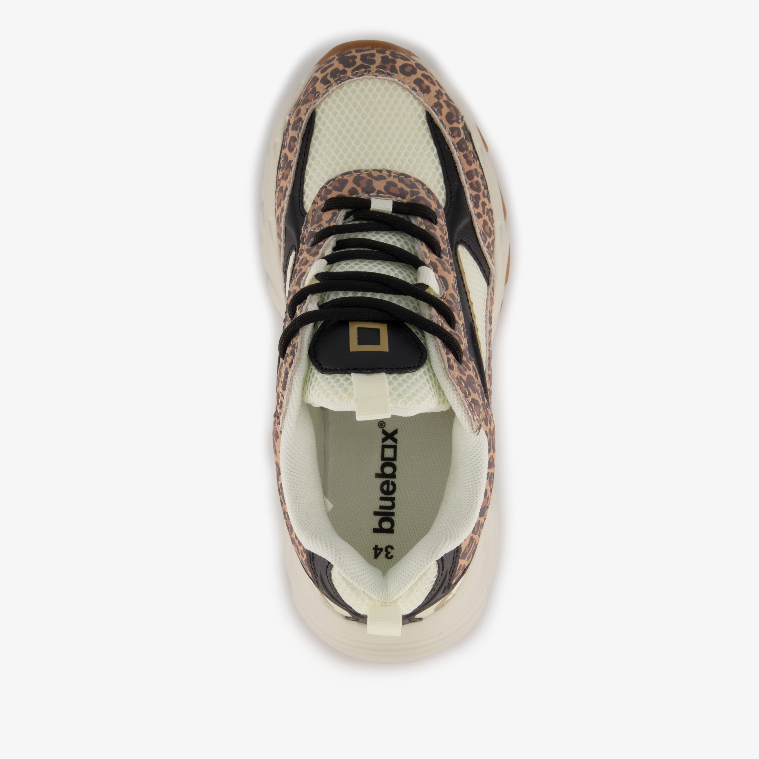 Blue Box meisjes sneakers met panterprint details bruin beige – foto 4