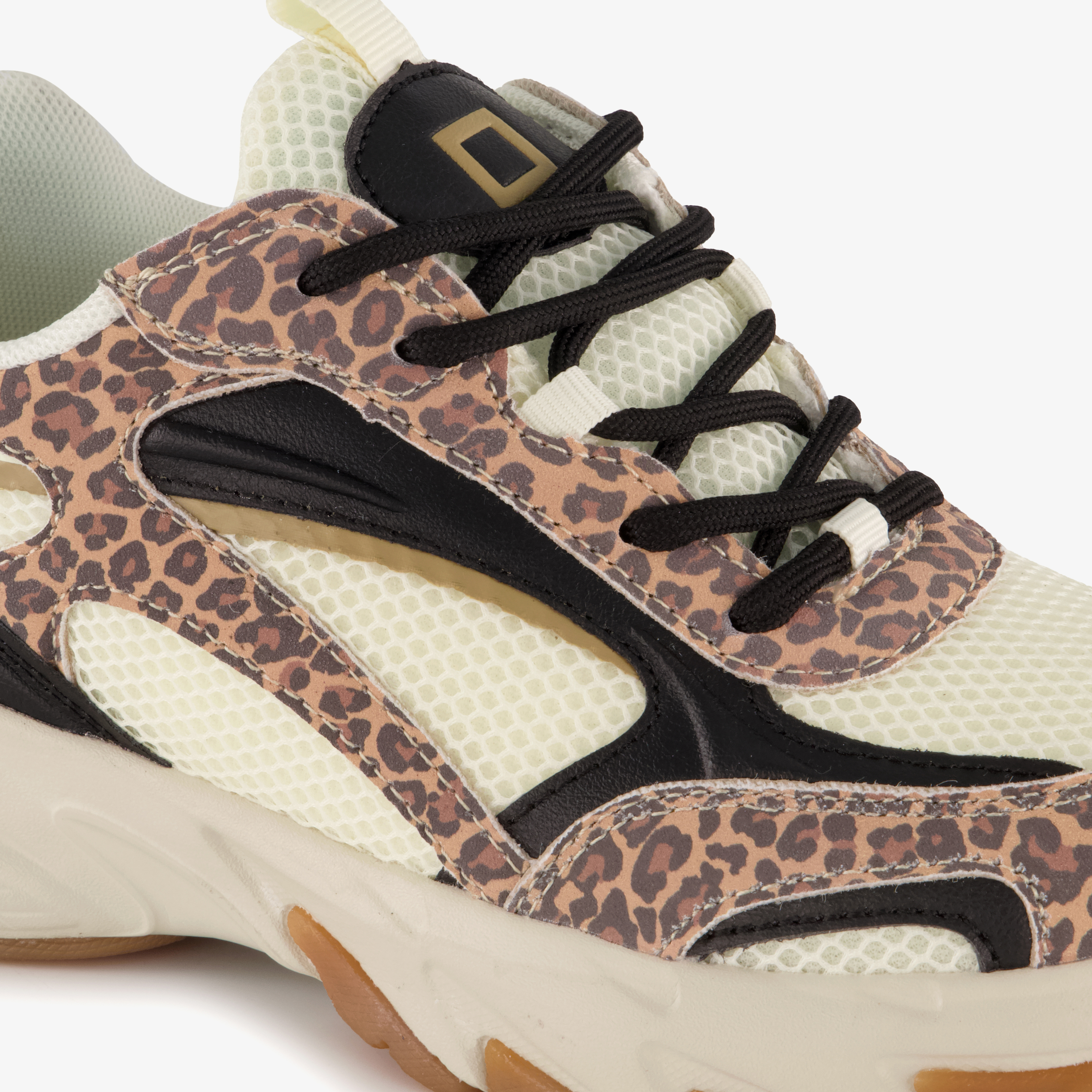 Blue Box meisjes sneakers met panterprint details bruin beige – foto 5