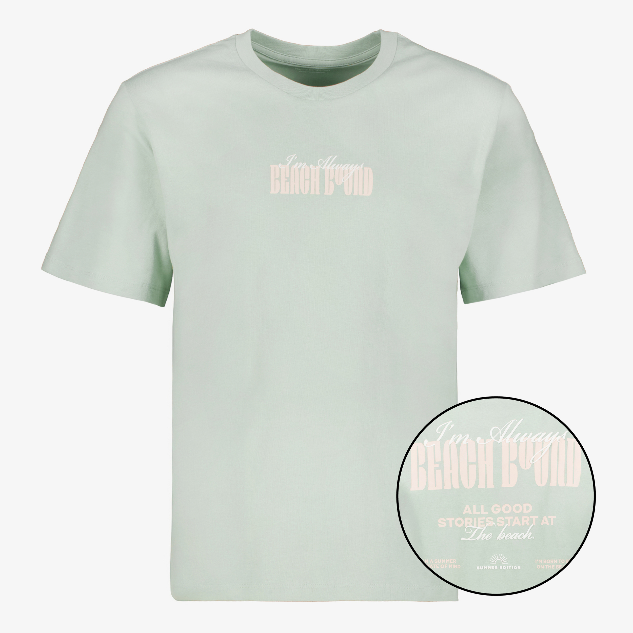 JJ REBEL heren T-shirt met backprint mintgroen t-shirts & tops