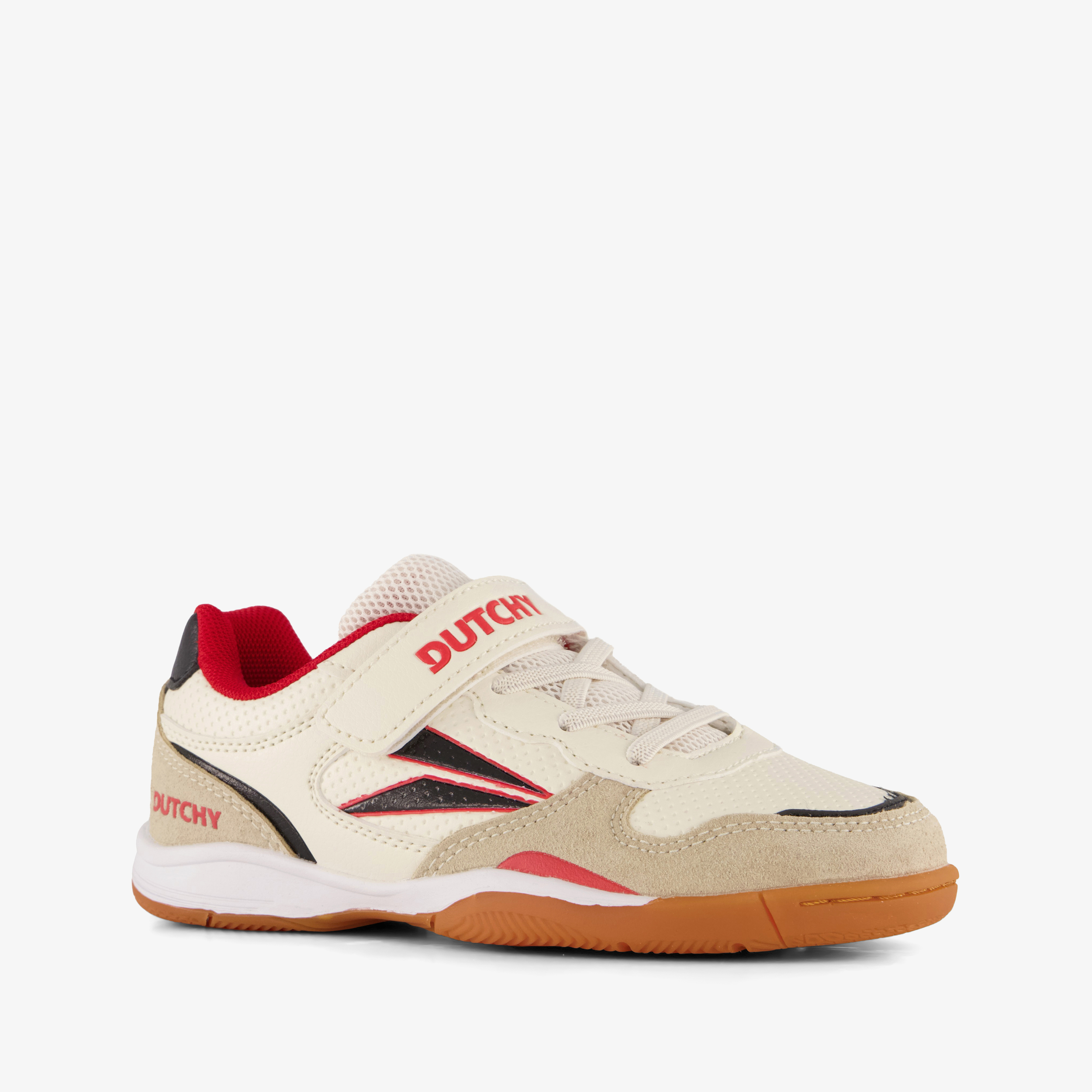 Dutchy Sharp kinder zaalschoenen IC beige rood meisjes sportschoenen