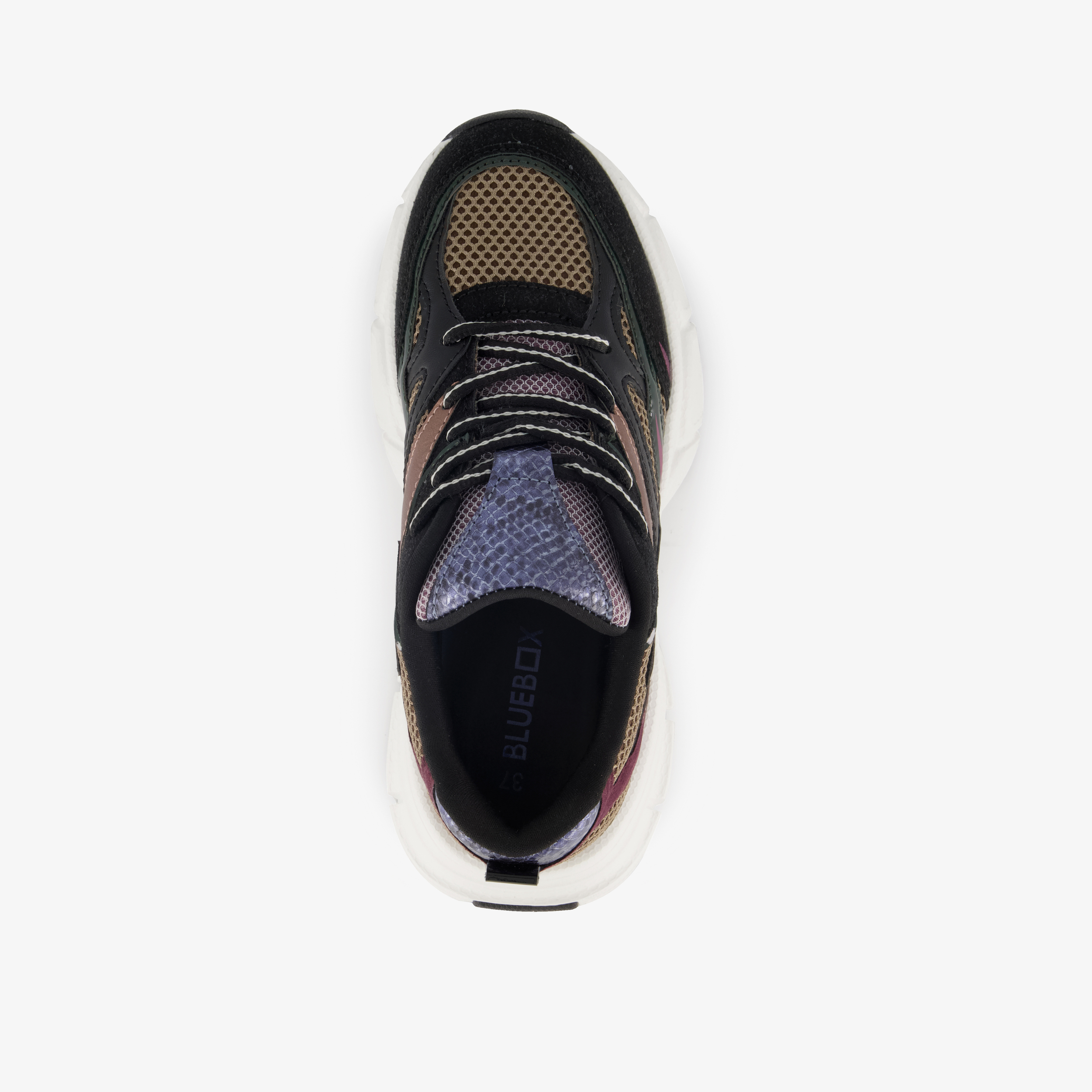 Blue Box dames dad sneakers met slangenprint zwart – foto 4