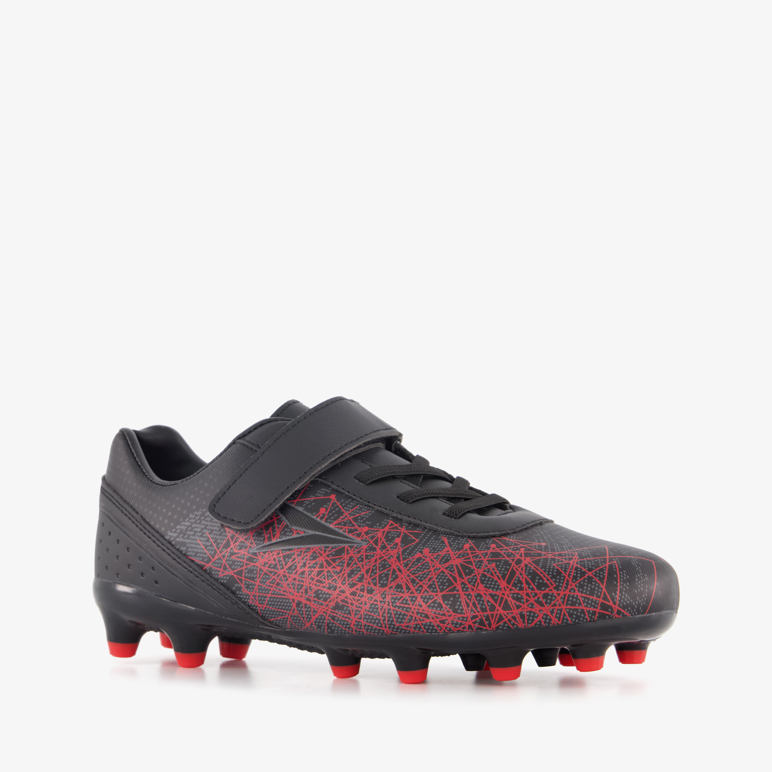 Dutchy Elevate FG kinder voetbalschoenen zwart rood meisjes veldschoenen