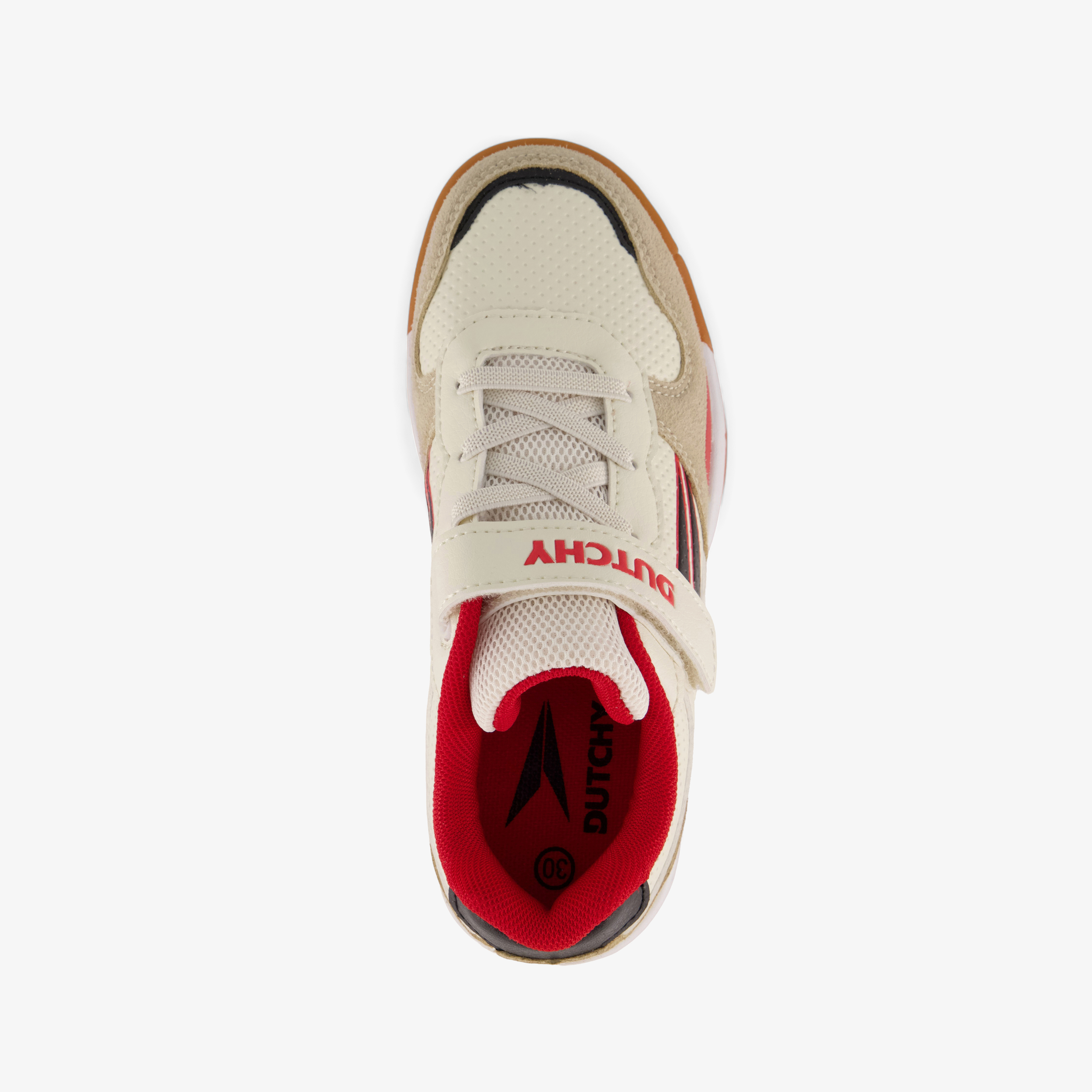 Dutchy Sharp kinder zaalschoenen IC beige rood meisjes sportschoenen – foto 4