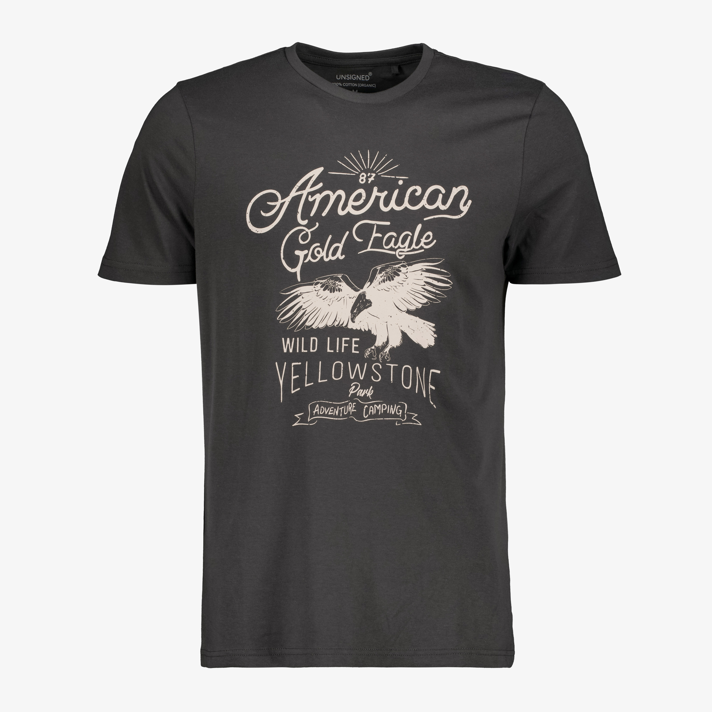 Unsigned heren T-shirt met opdruk zwart t-shirts & tops
