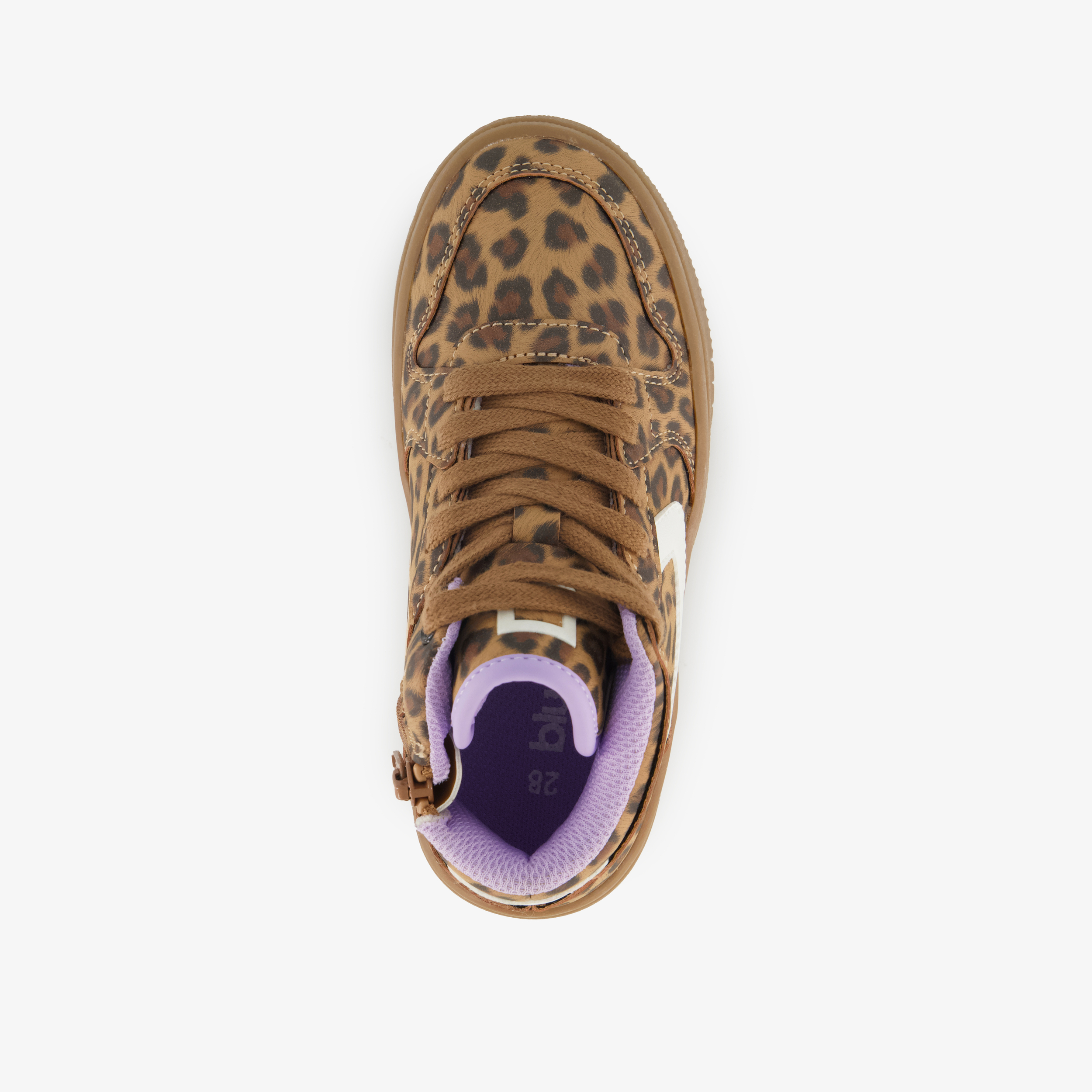 Blue Box hoge meisjes sneakers met panterprint bruin – foto 4