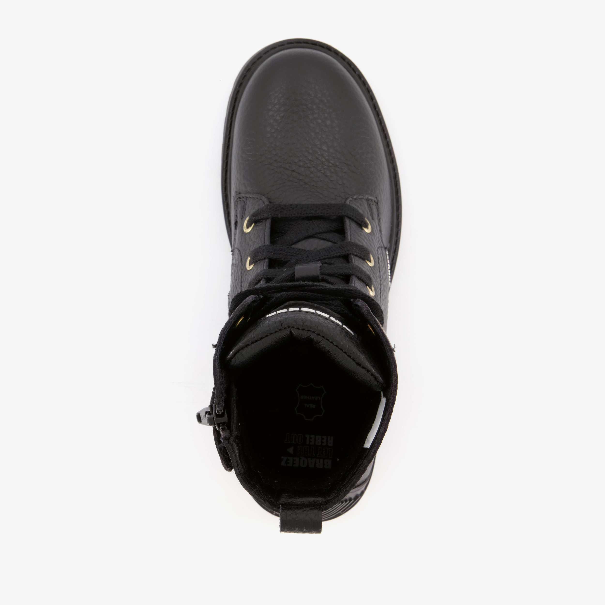 Braqeez leren meisjes veterboots zwart – foto 4