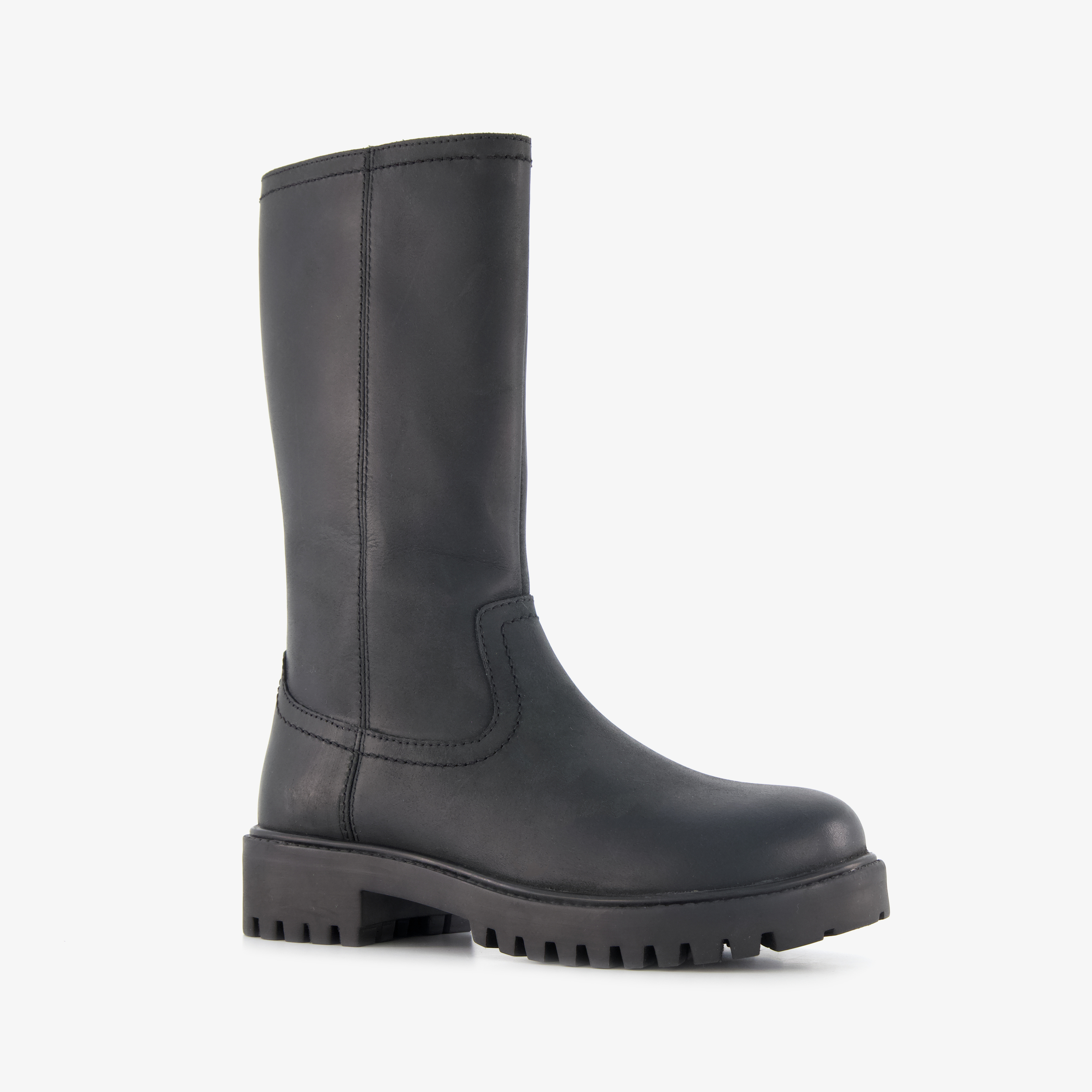 Groot gevoerde leren meisjes laarzen zwart