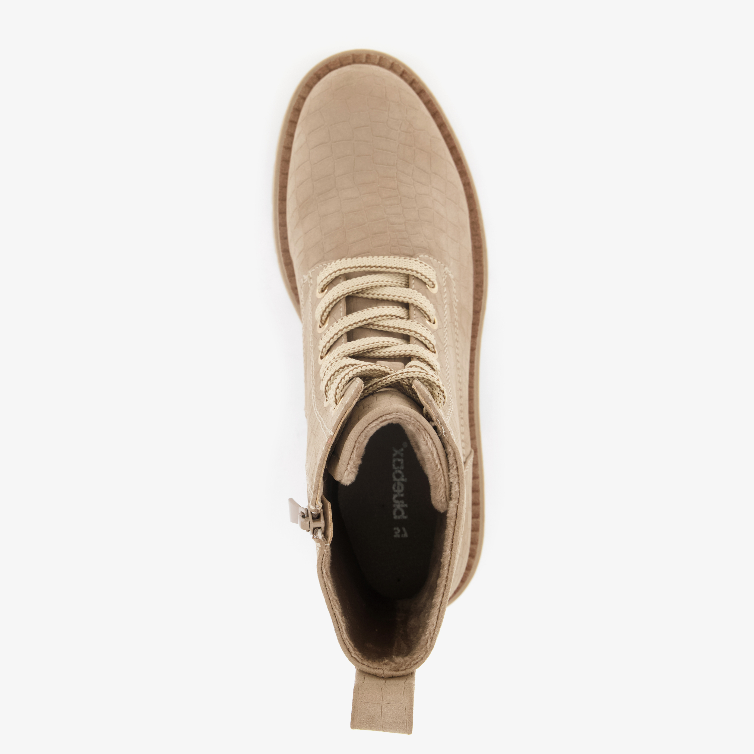 Blue Box dames croco veterboots beige laarzen – foto 4