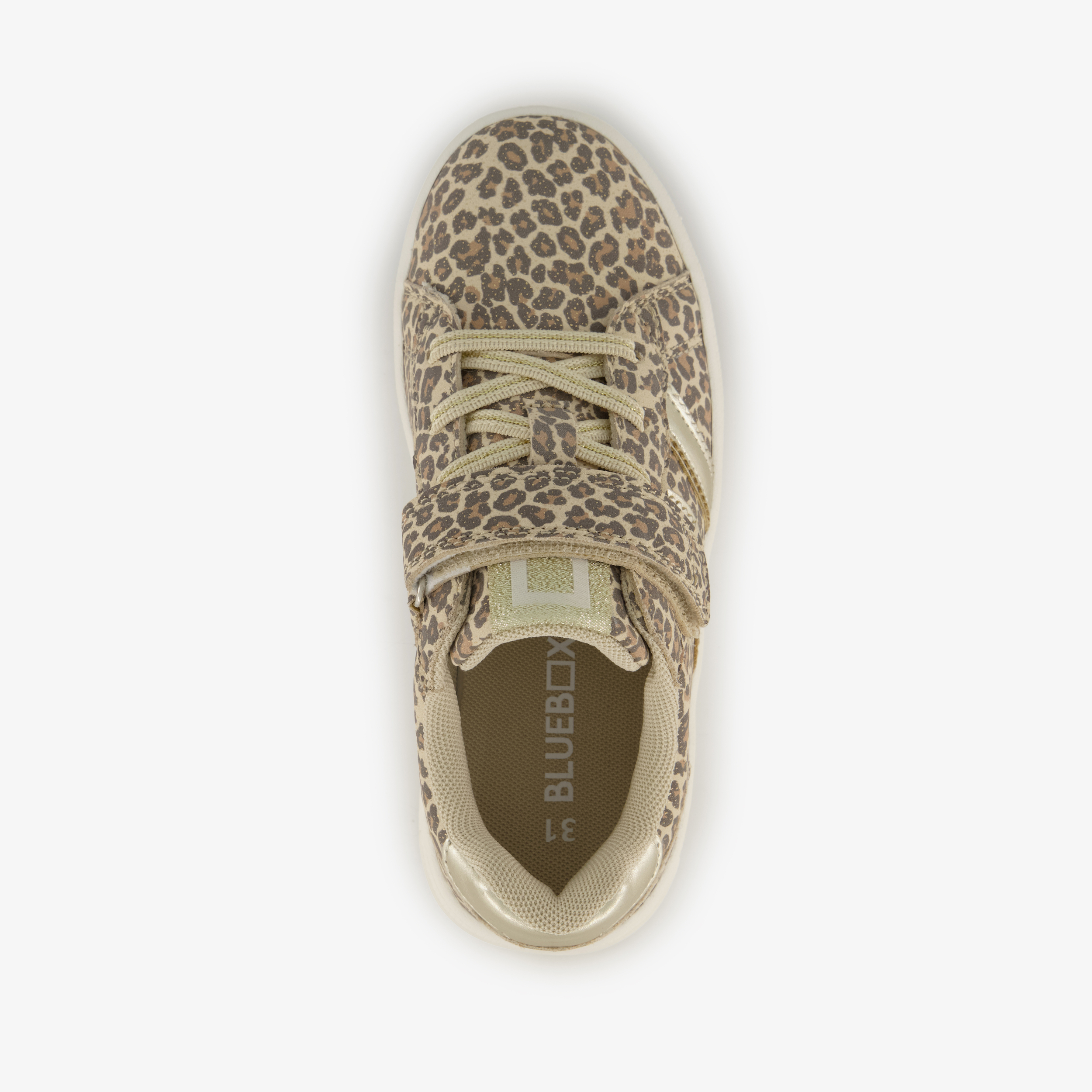 Blue Box meisjes sneakers met panterprint beige goud – foto 4