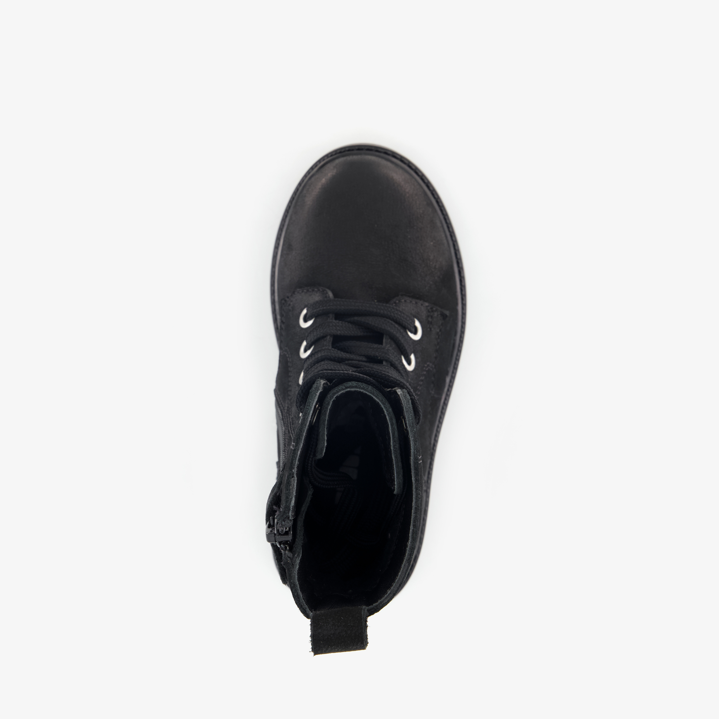 Groot suède meisjes veterboots zwart – foto 4