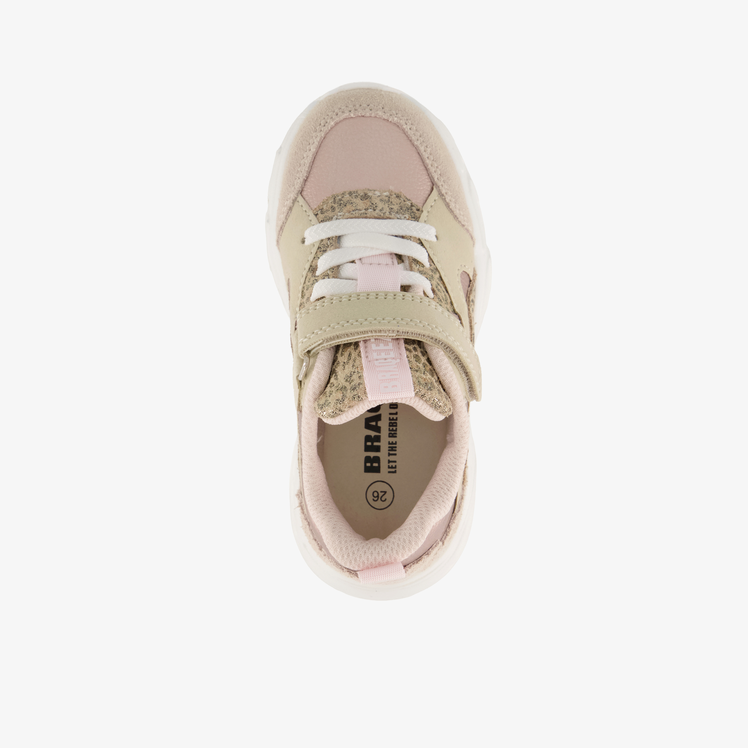 Braqeez leren meisjes sneakers beige panterprint – foto 4