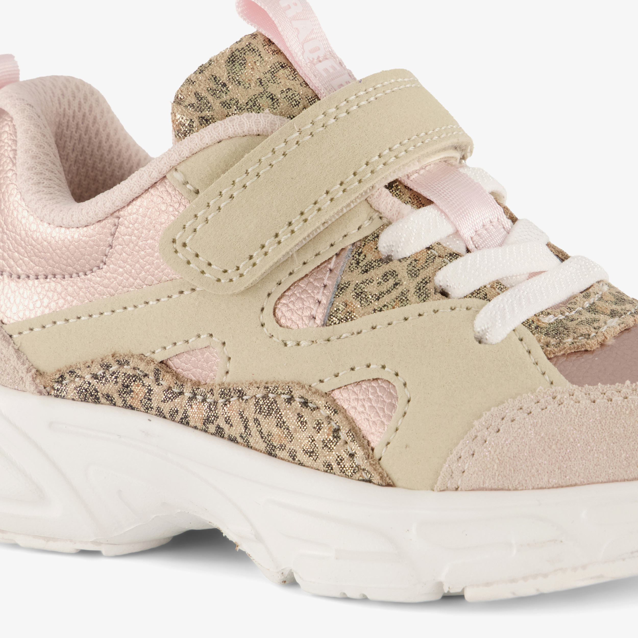 Braqeez leren meisjes sneakers beige panterprint – foto 5