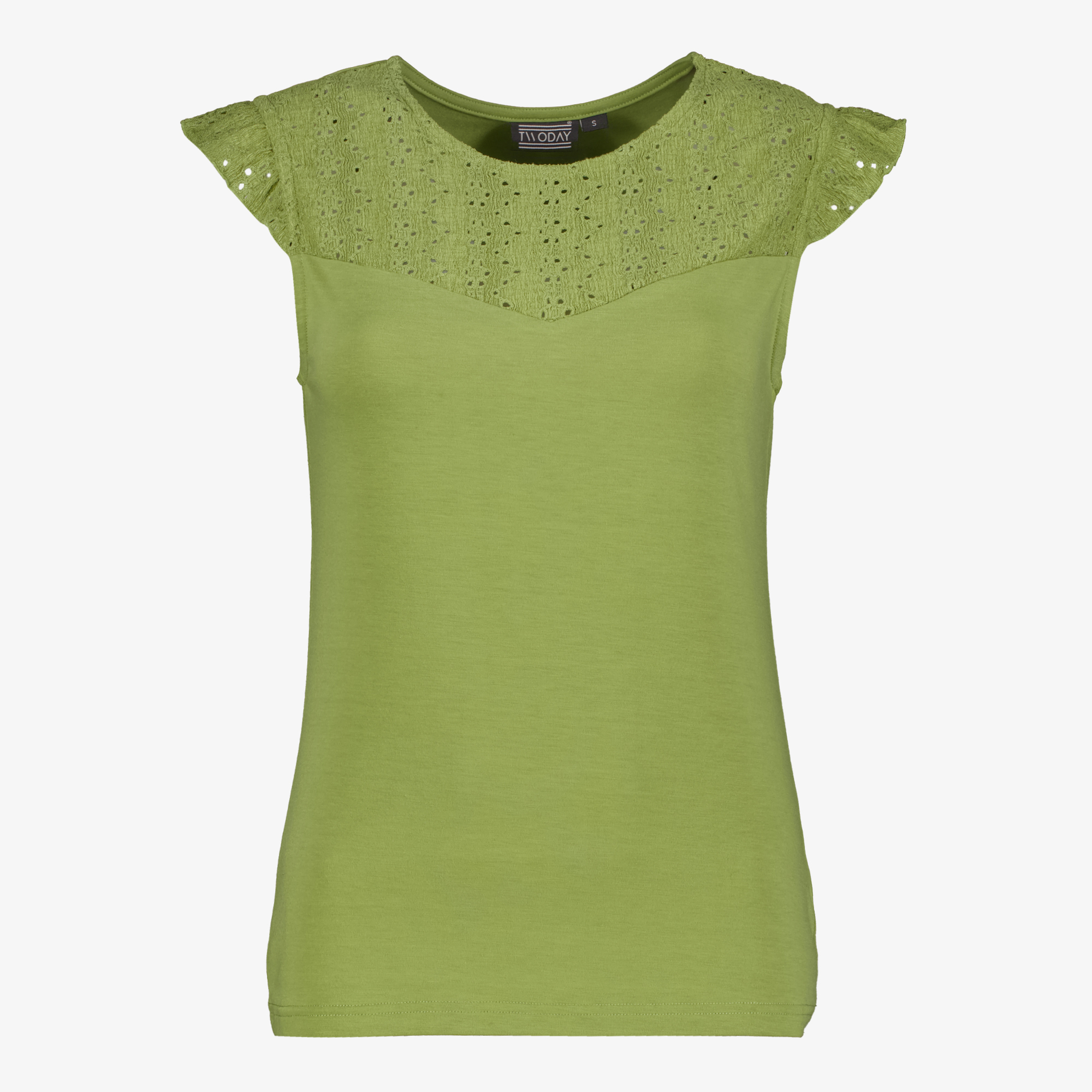 TwoDay dames top met kapmouwtjes groen t-shirts & tops