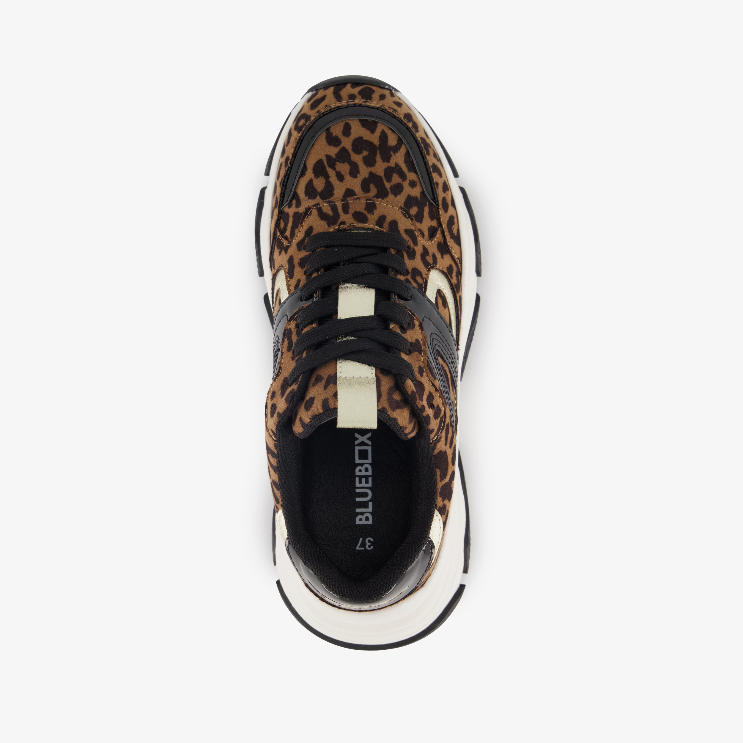 Blue Box dames dad sneakers met panterprint zwart – foto 4