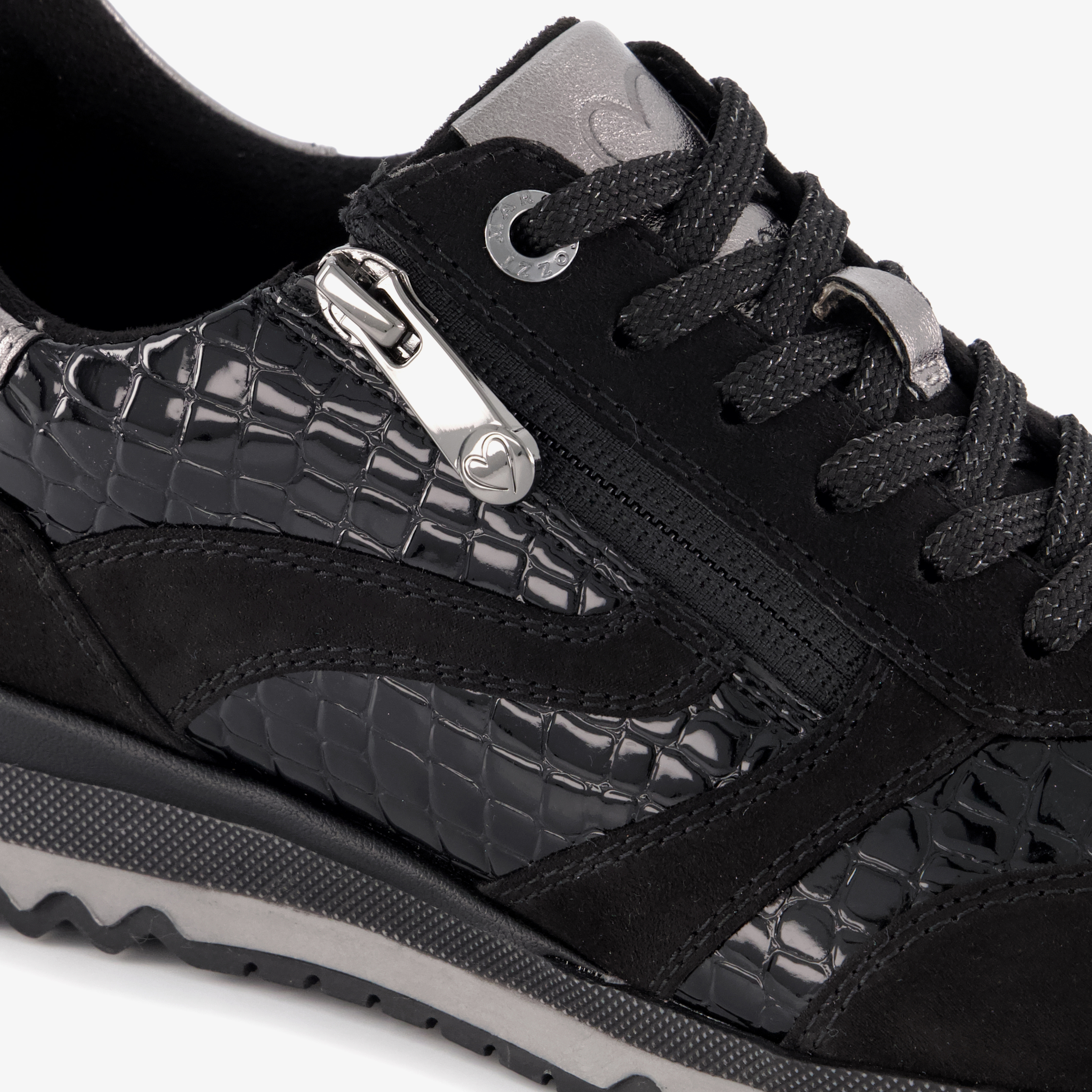 Marco Tozzi dames sneakers met croco dessin zwart – foto 5
