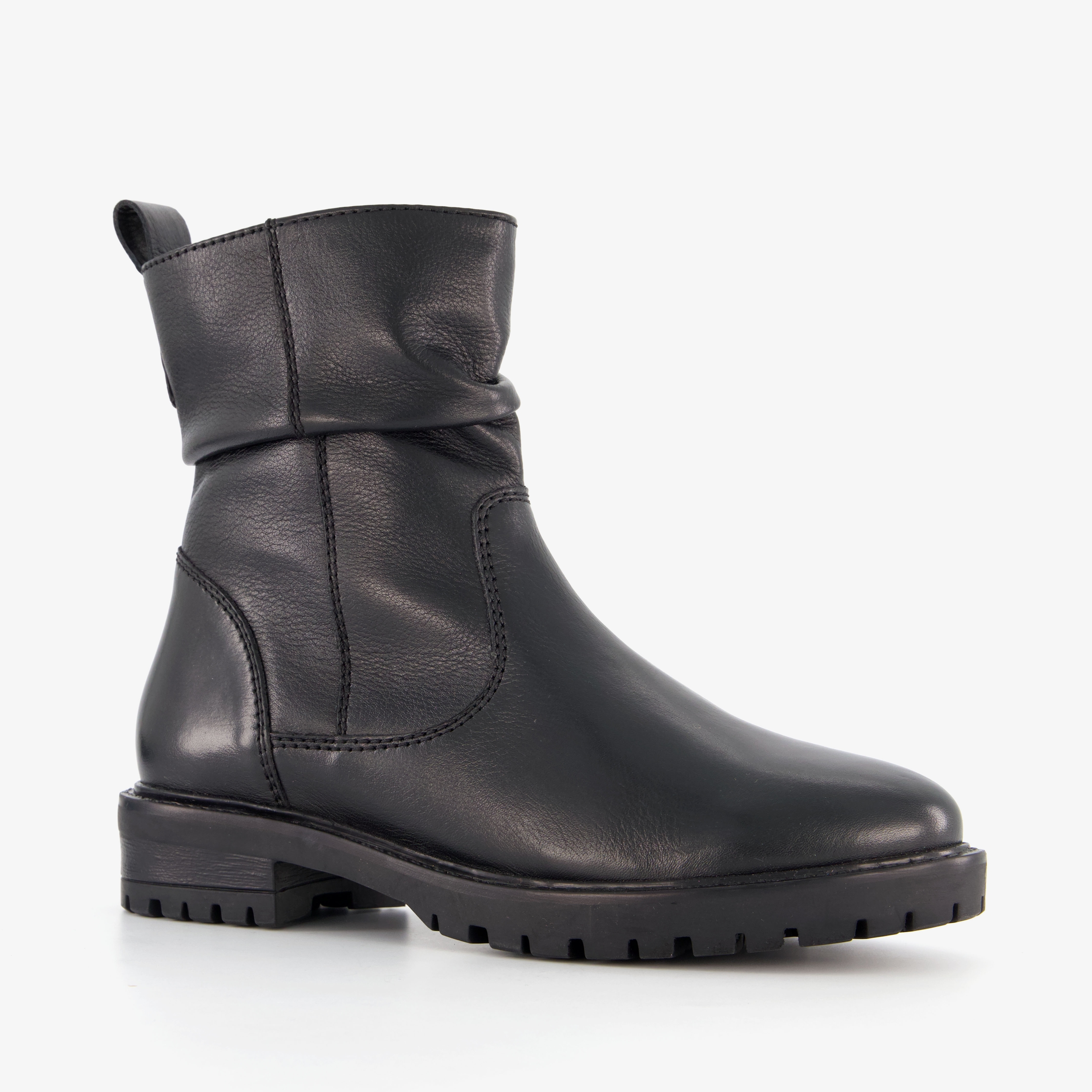 Hush Puppies leren dames enkellaarsjes zwart
