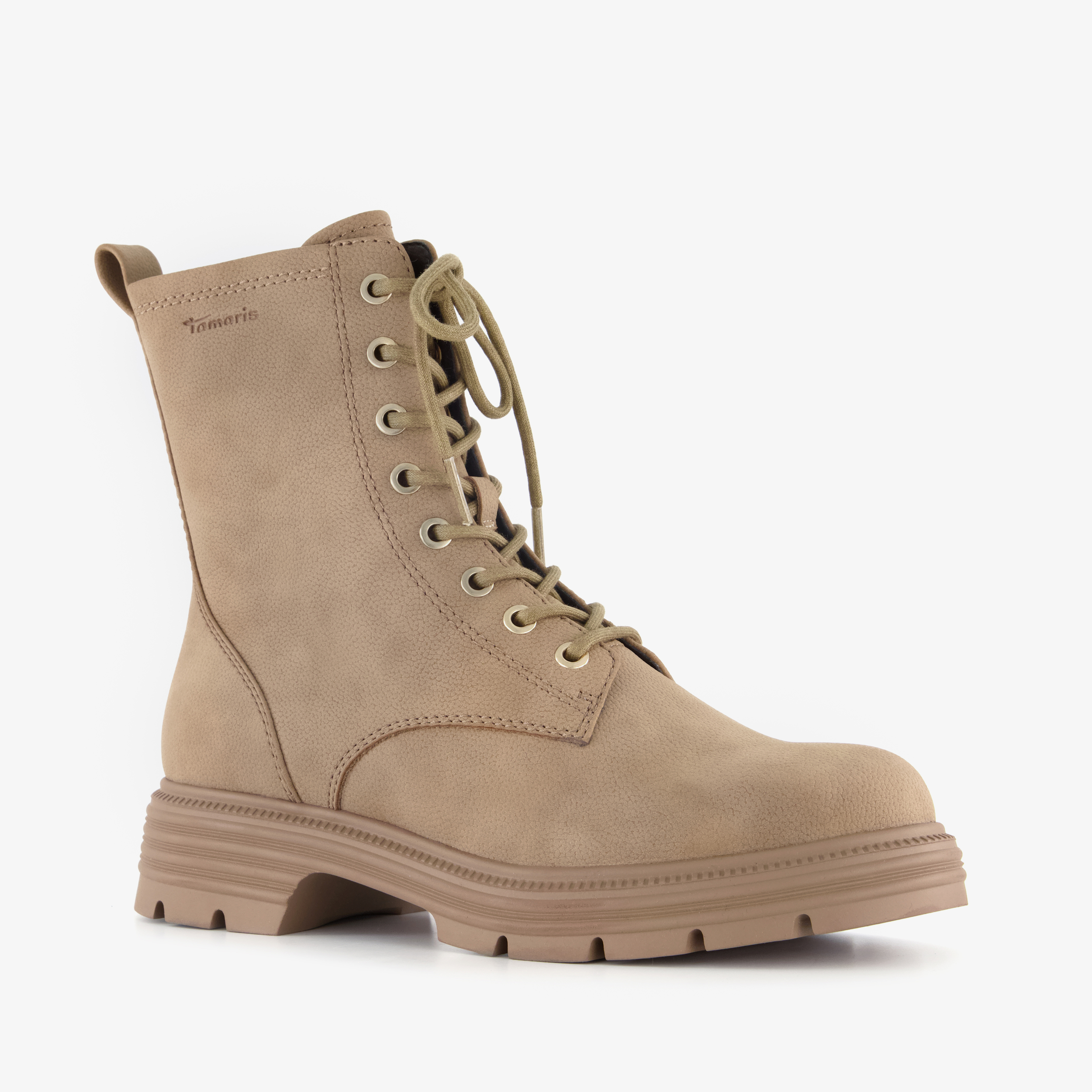Tamaris dames veterboots beige laarzen