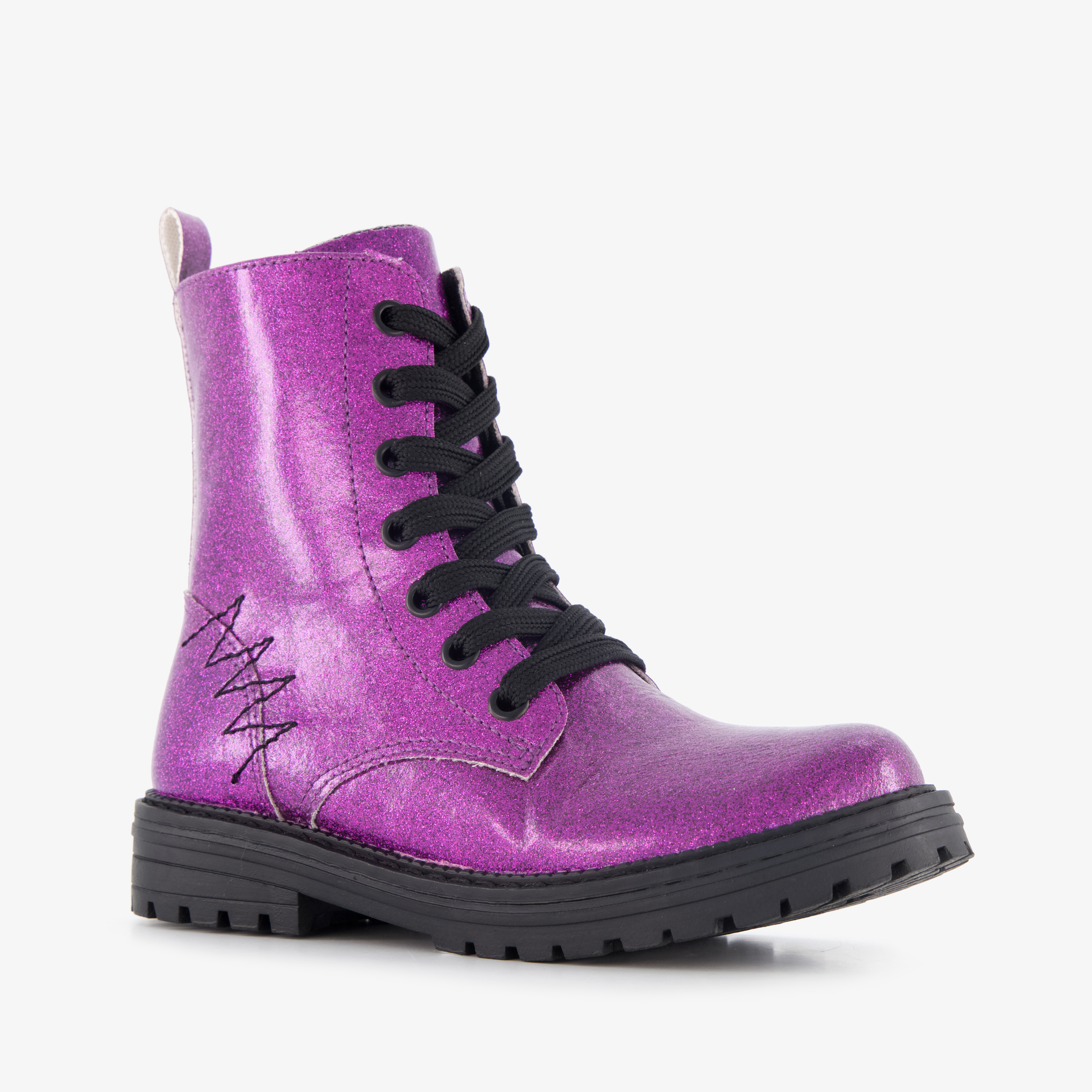 Blue Box meisjes veterboots met glitters paars