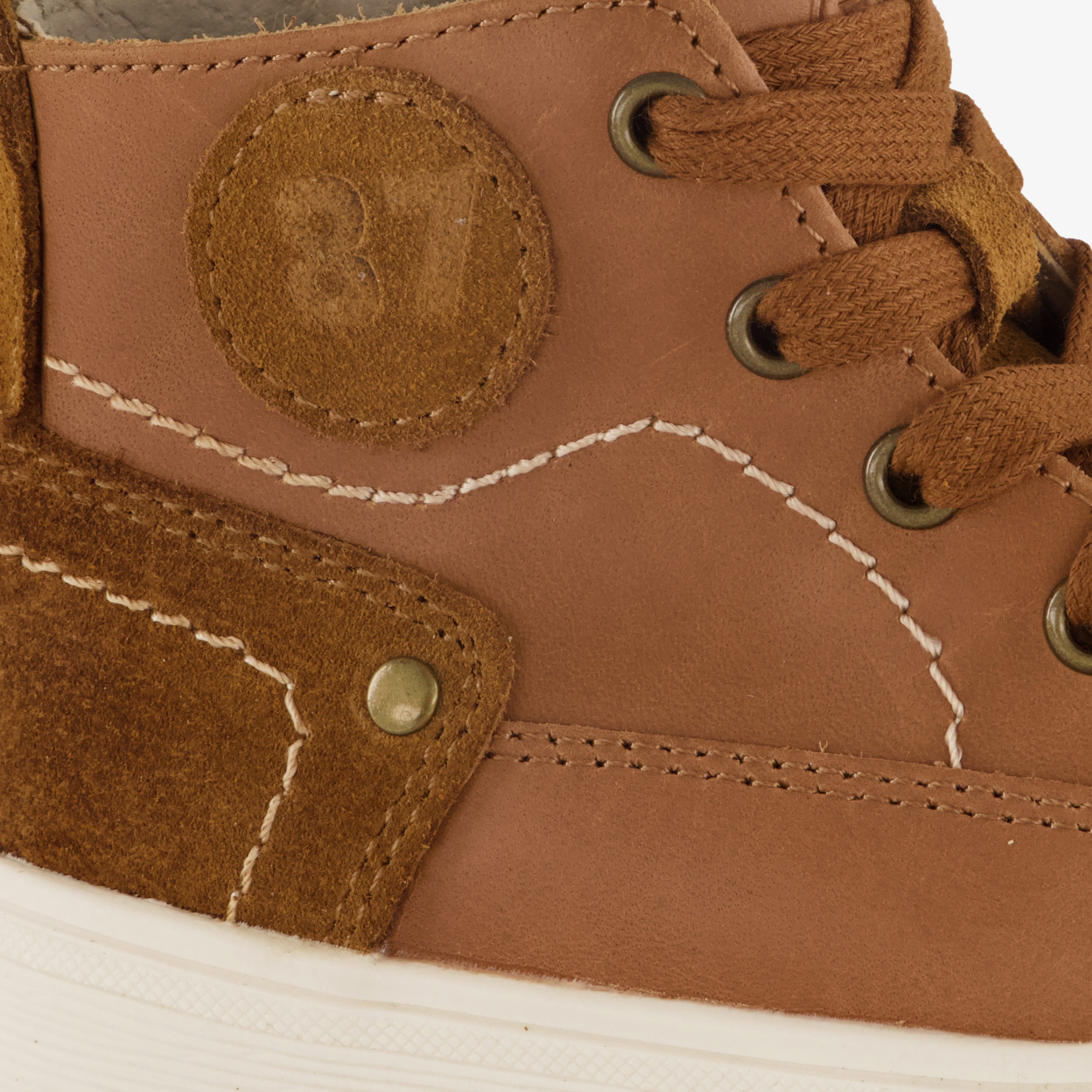 Stap leren jongens veterboots cognac bruin – foto 5