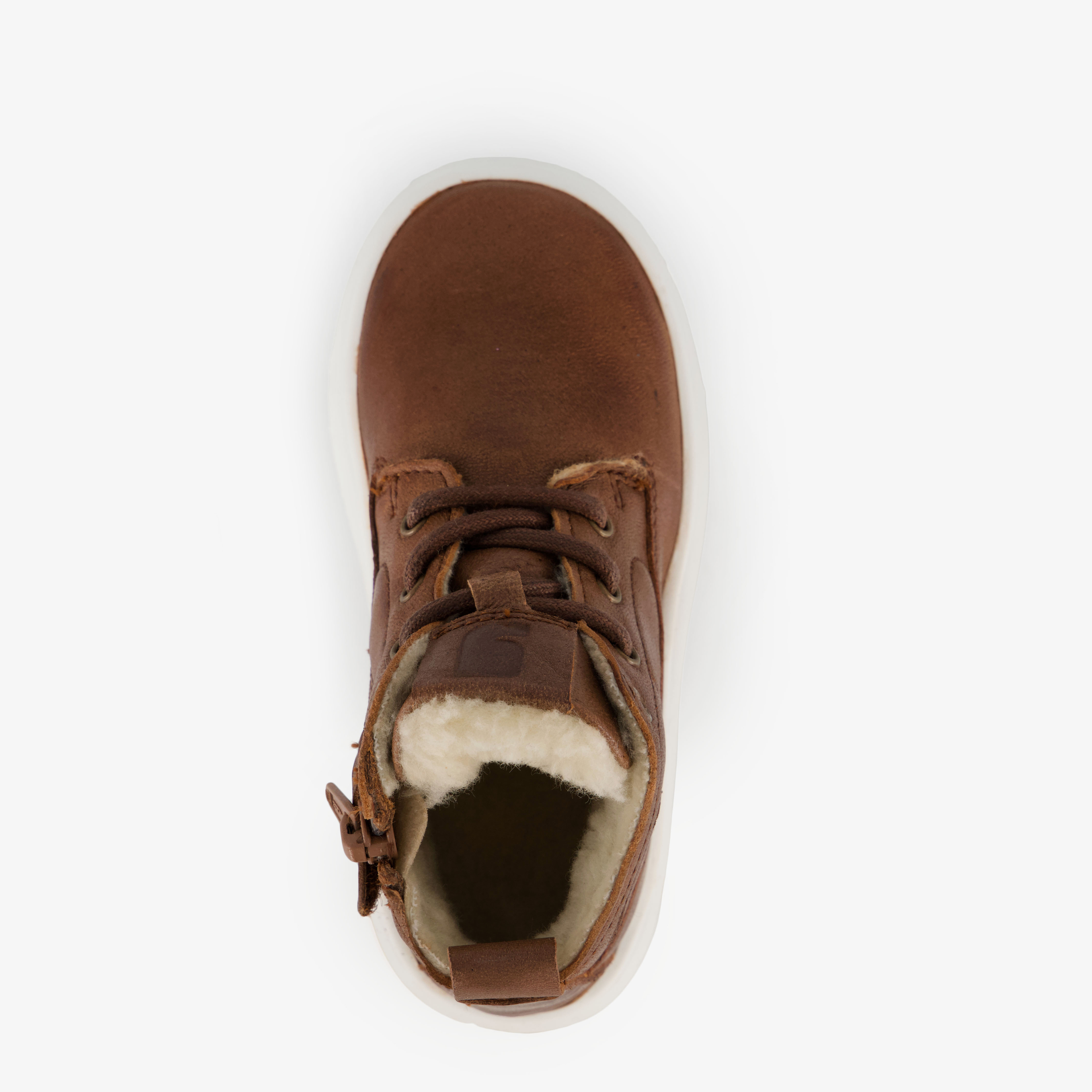 Groot hoge leren sneakers voor jongens cognac – foto 4