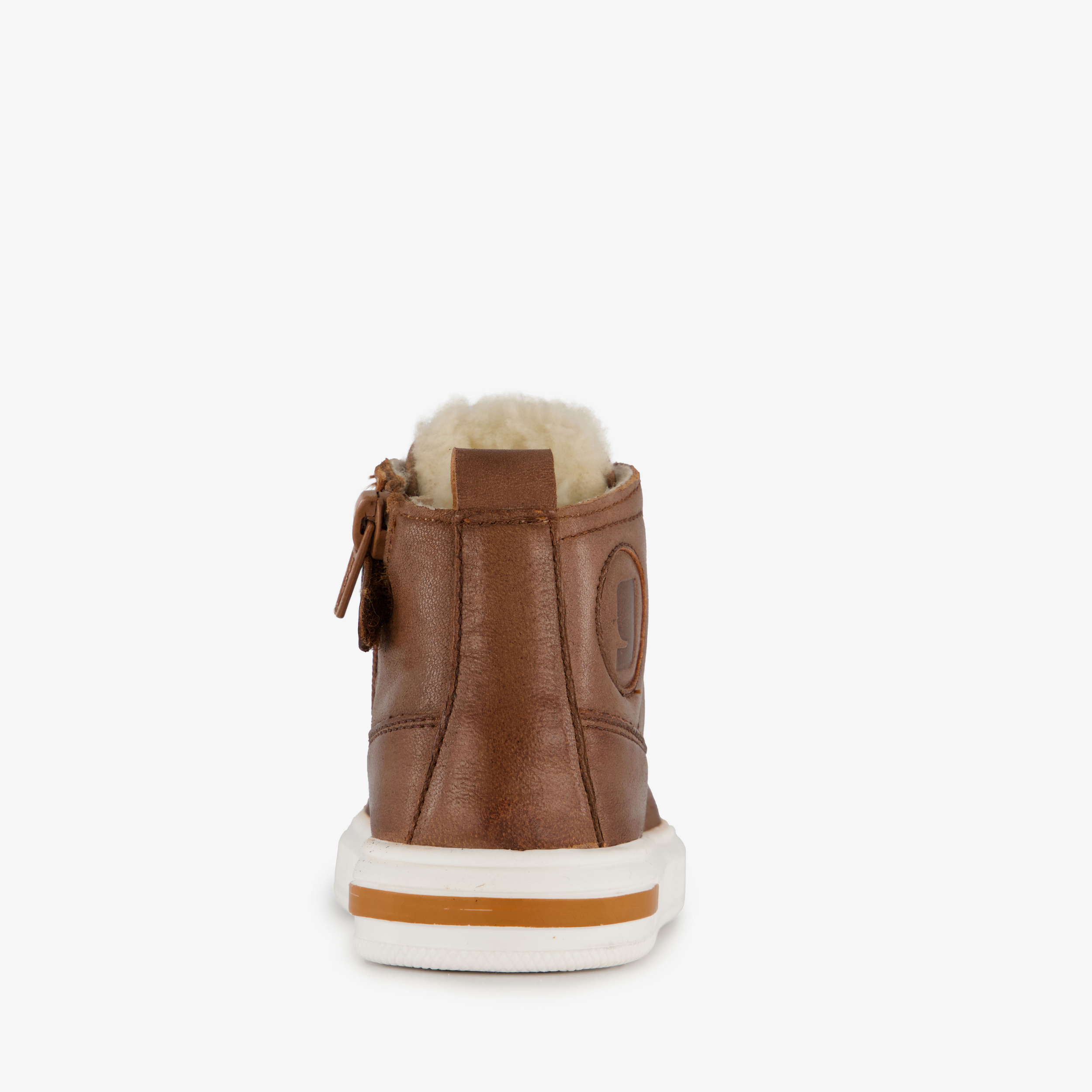 Groot hoge leren sneakers voor jongens cognac – foto 2