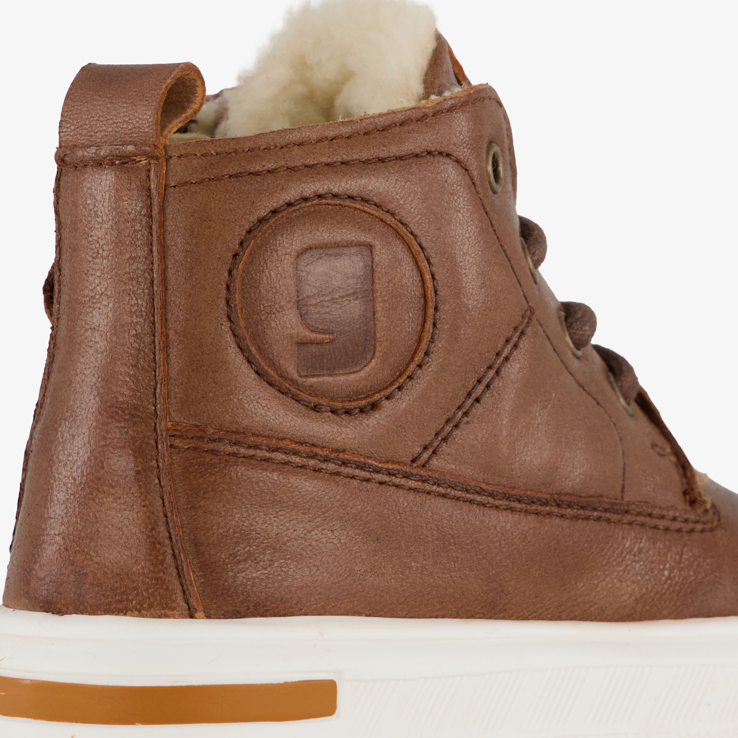 Groot hoge leren sneakers voor jongens cognac – foto 5