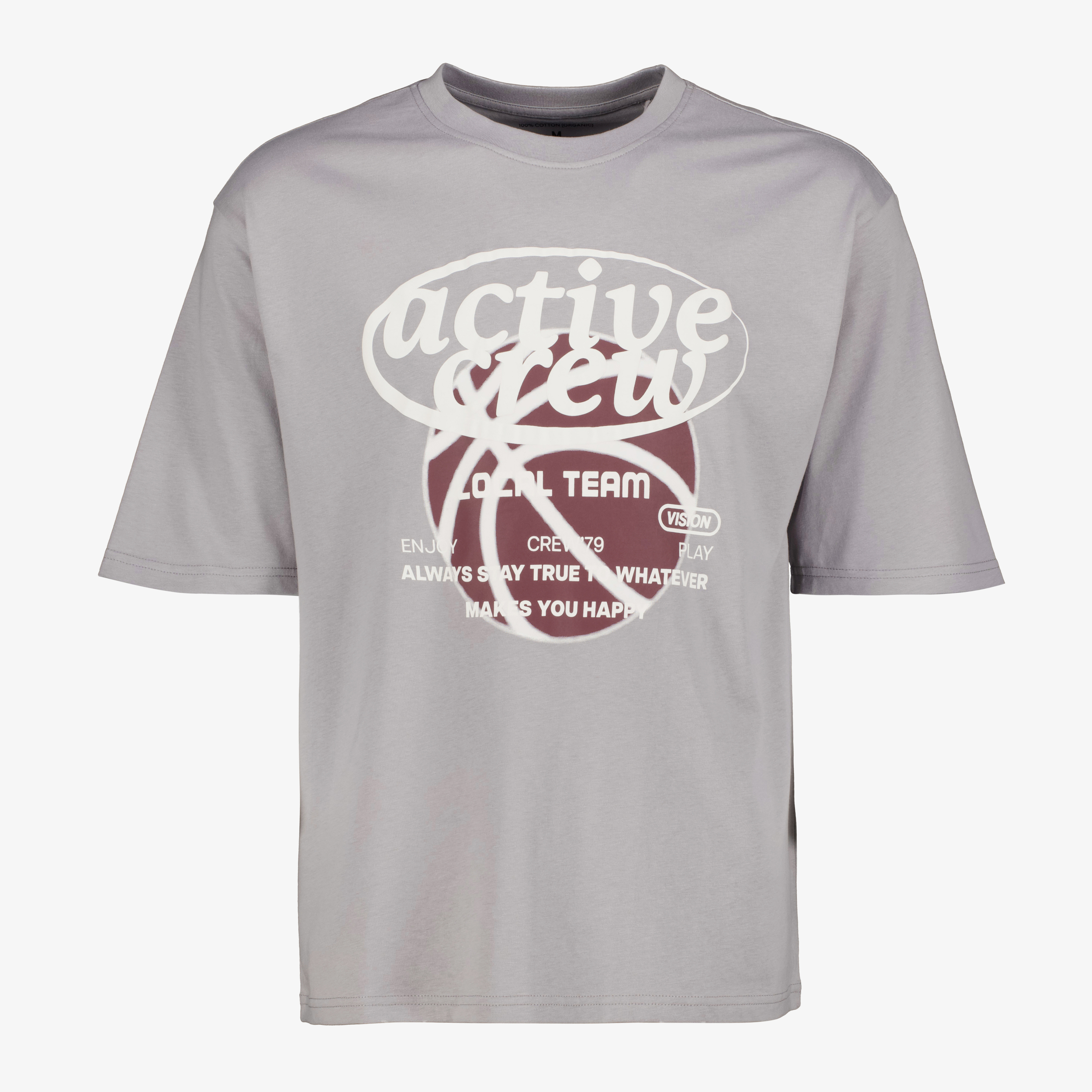 Unsigned heren T-shirt met print lichtgrijs t-shirts & tops