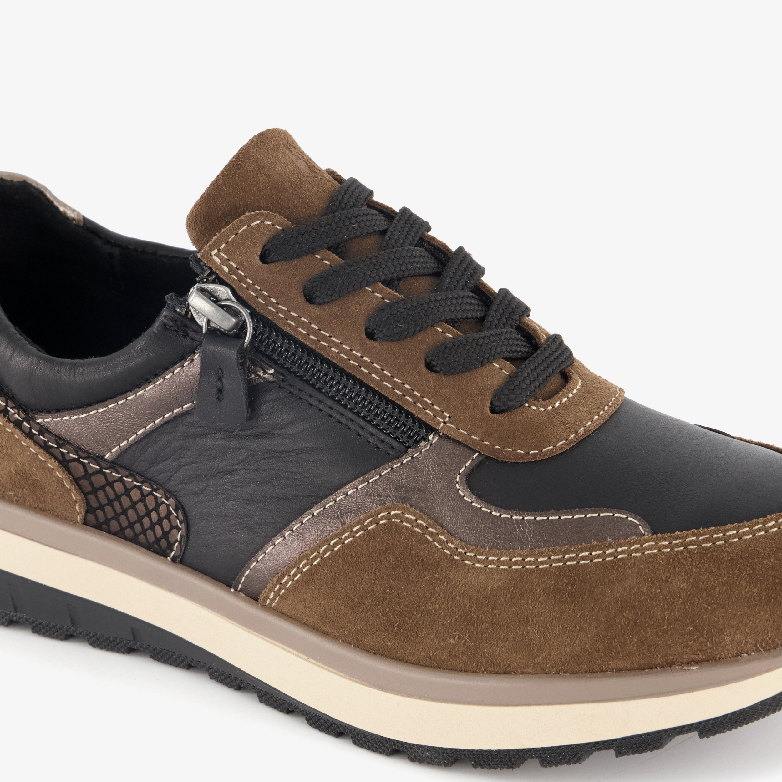 Hush Puppies leren dames sneakers zwart bruin – foto 5