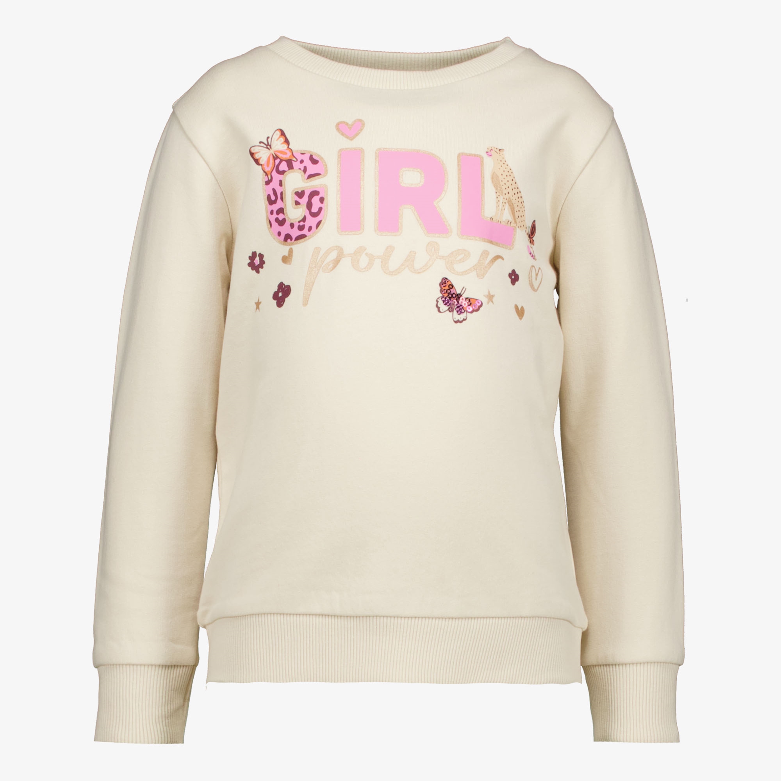 TwoDay meisjes sweater met tekstopdruk beige