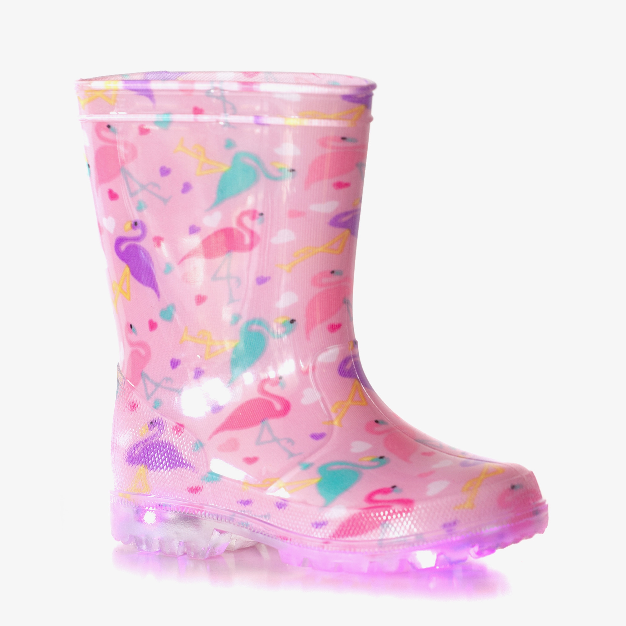 Kinder regenlaarzen flamingo met lichtjes