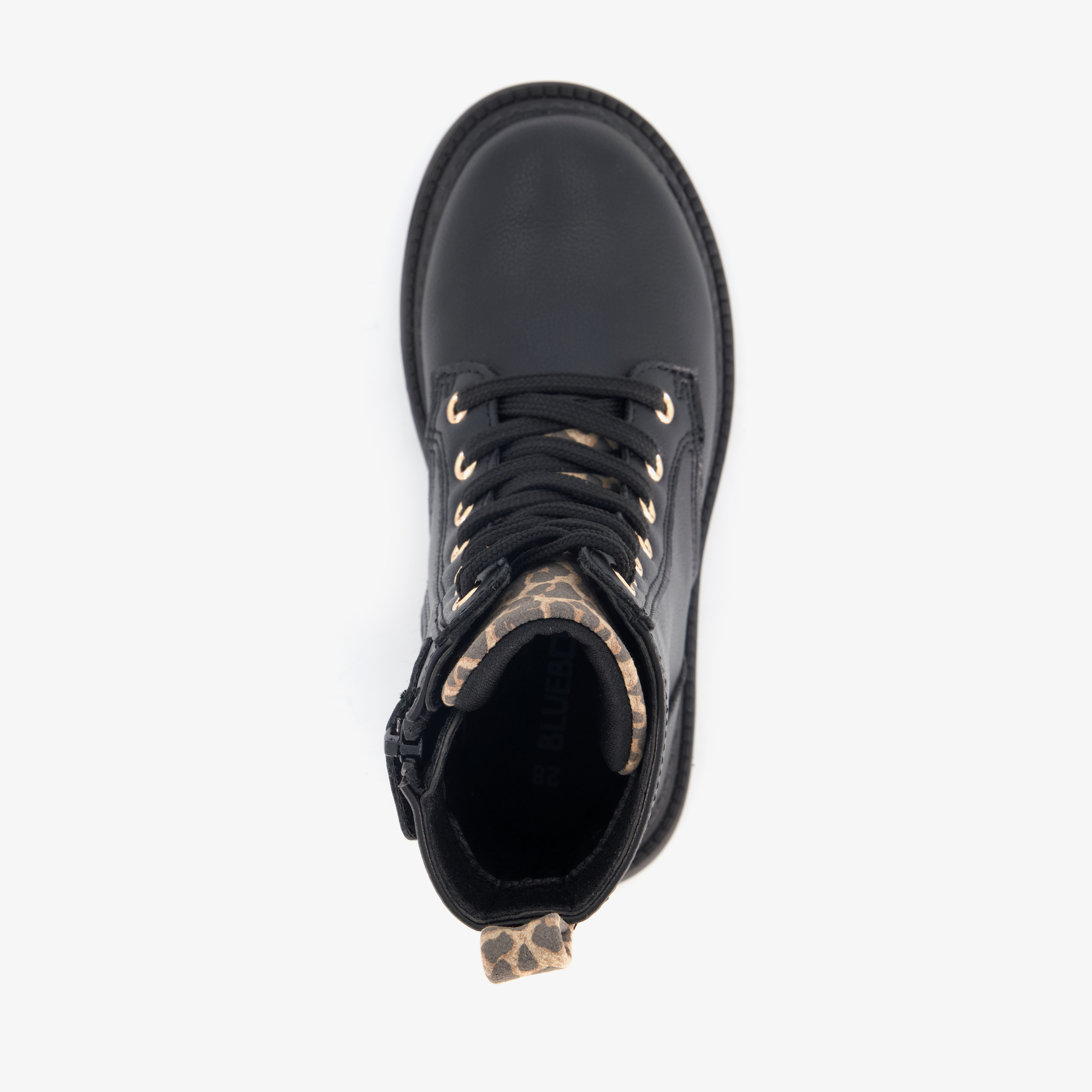 Blue Box meisjes veterboots met luipaardprint zwart – foto 4