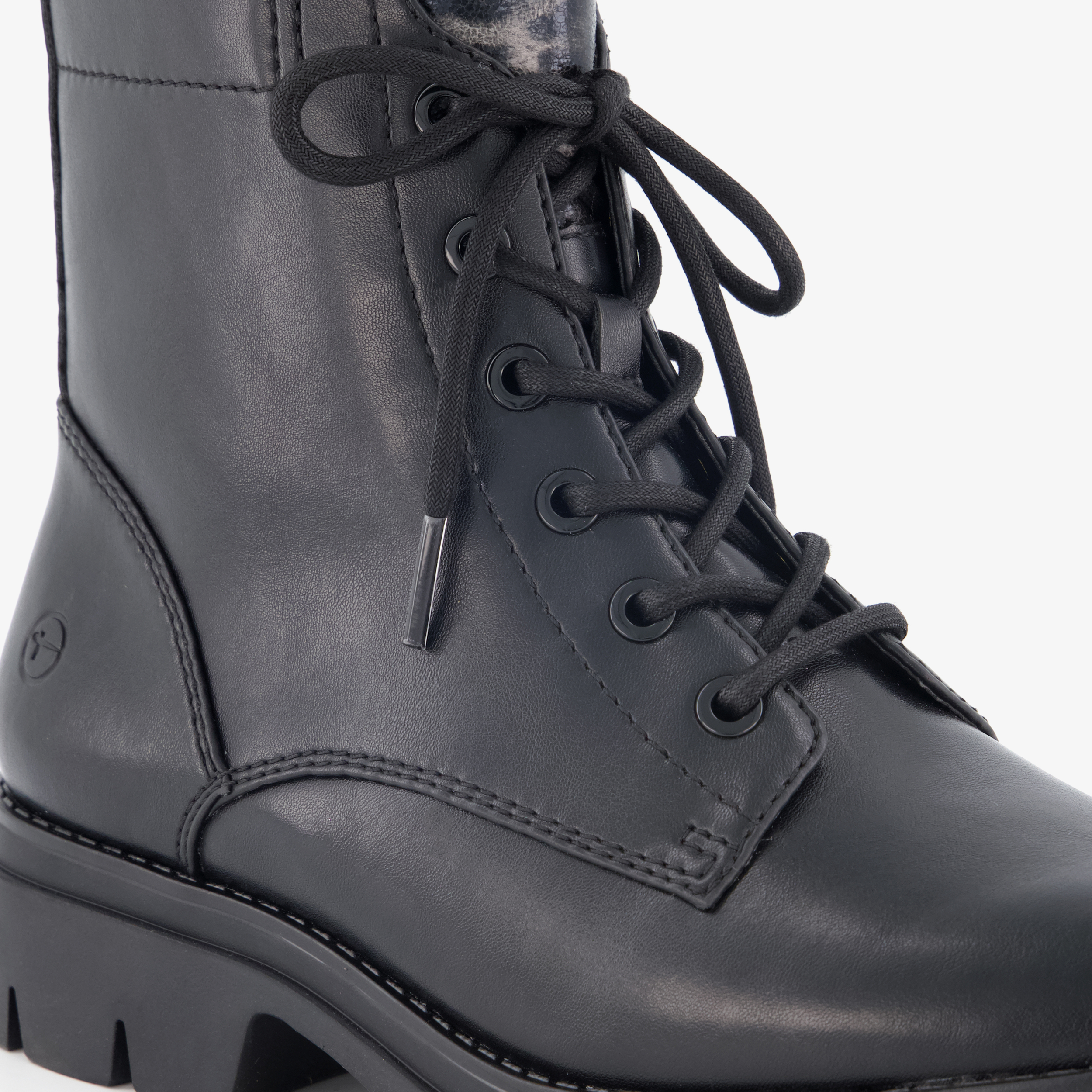 Tamaris dames veterboots met luipaardprint zwart laarzen – foto 5