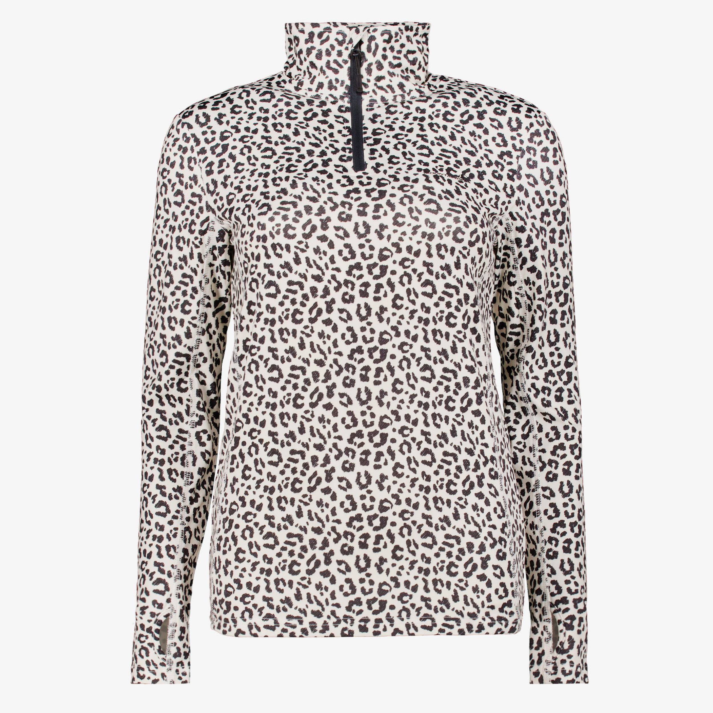 Mountain Peak dames skipully met rits luipaardprint ski-pullies